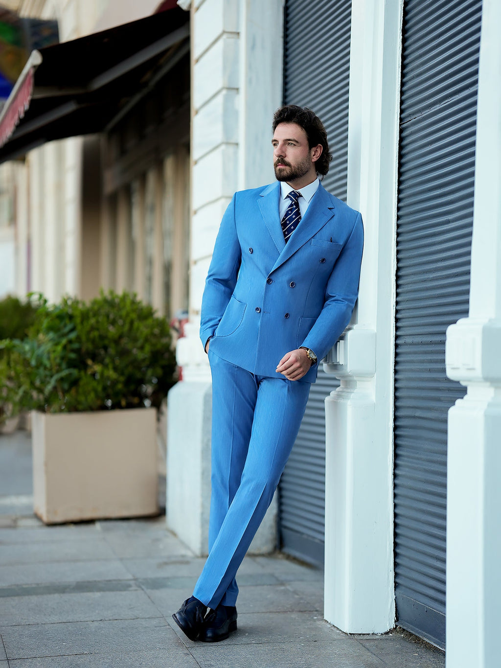 Blue Double Breasted Suit 2-Piece