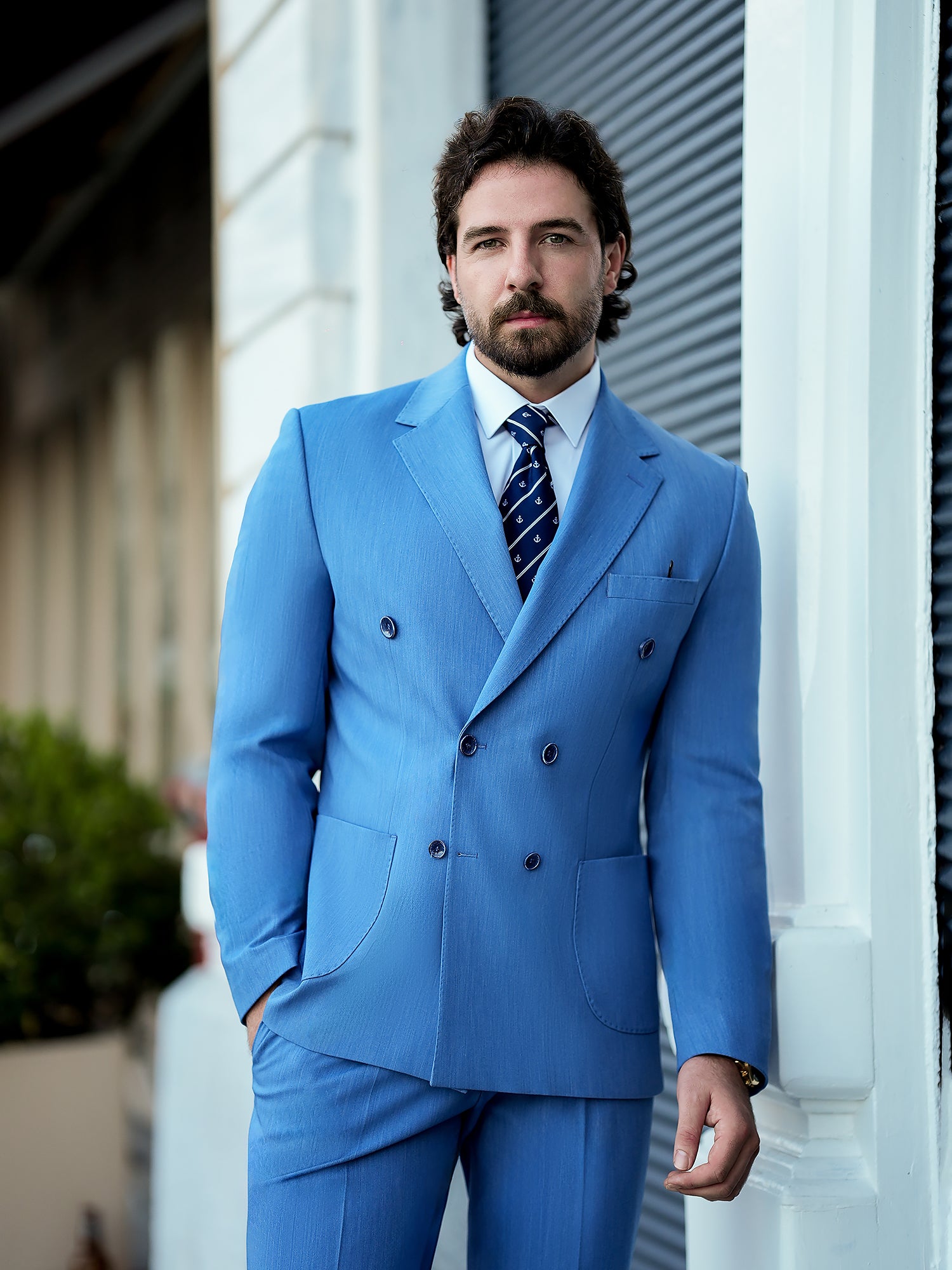 Blue Double Breasted Suit 2-Piece
