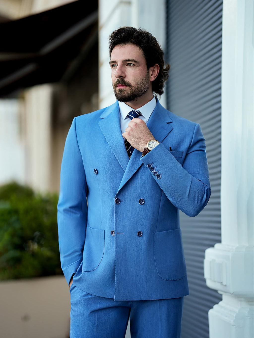 Blue Double Breasted Suit 2-Piece