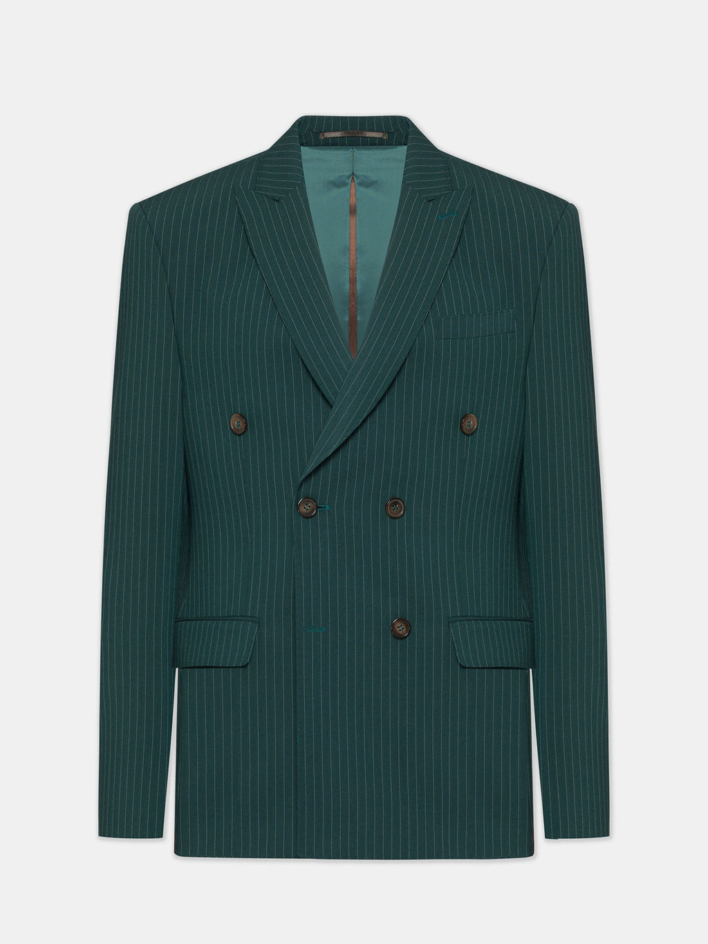 Green Striped Double Breasted Suit 2-Piece