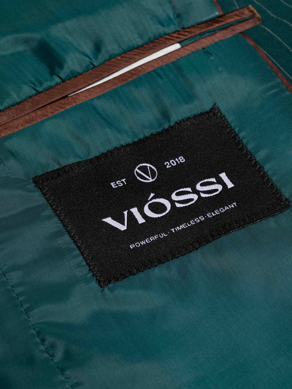 Green Striped Double Breasted Suit 2-Piece