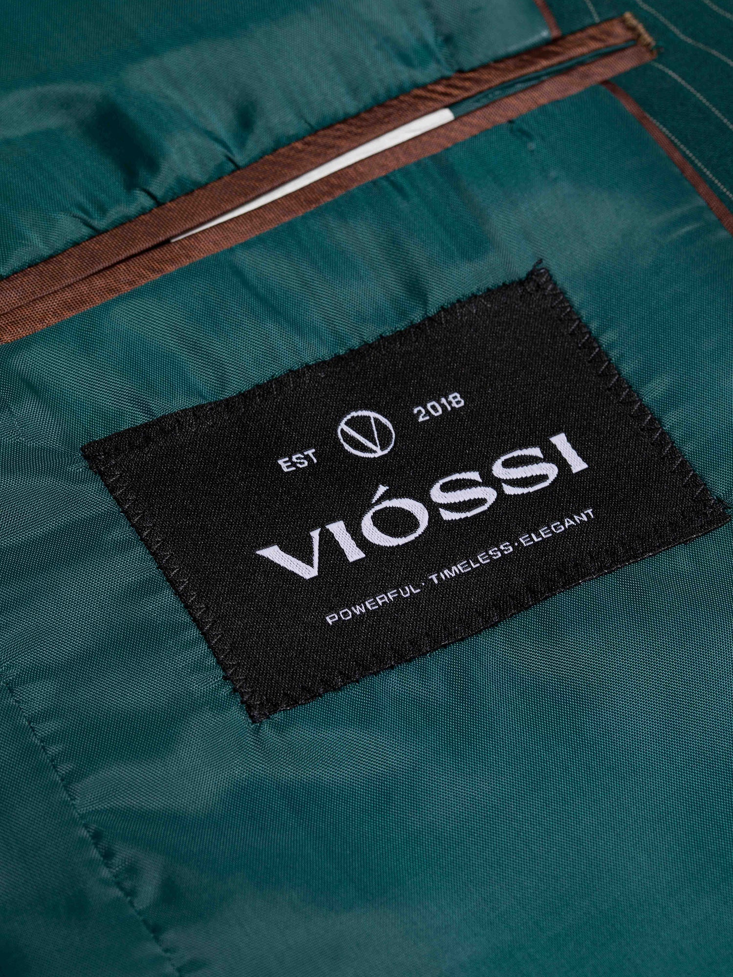 Green Striped Double Breasted Suit 2-Piece