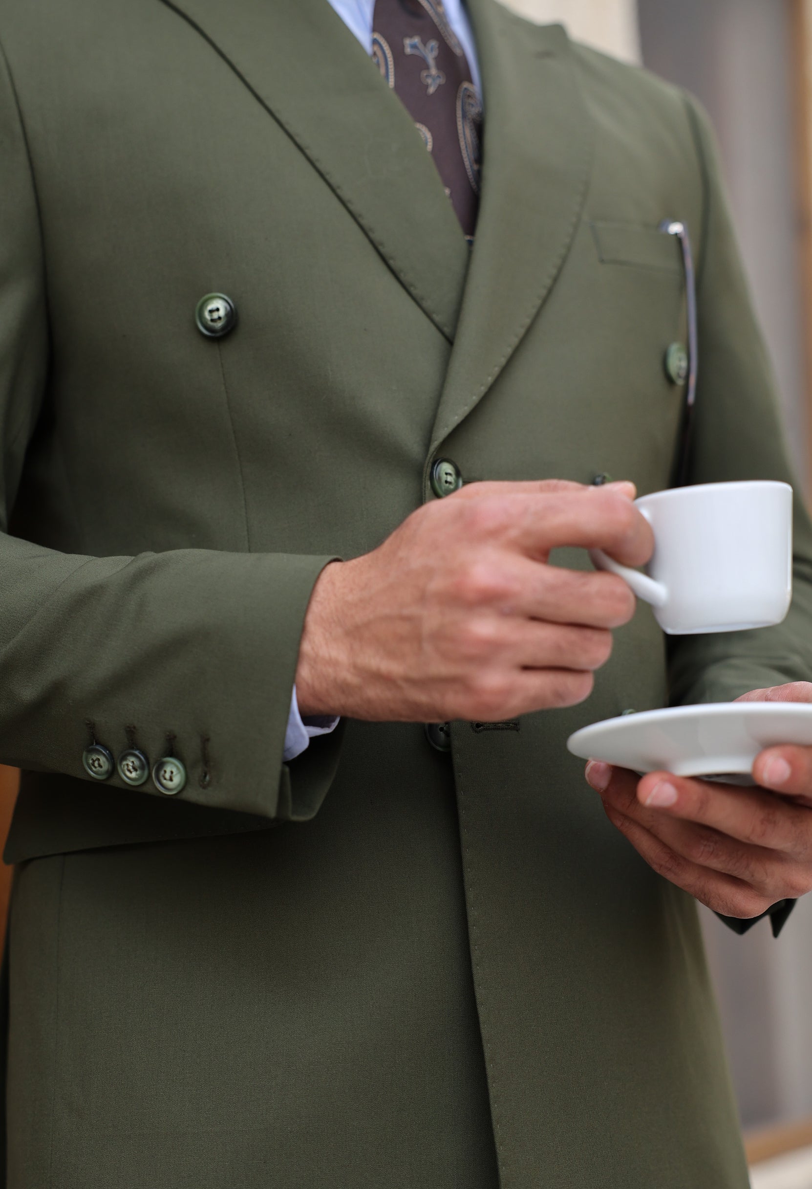 Khaki Double Breasted Suit 2-Piece