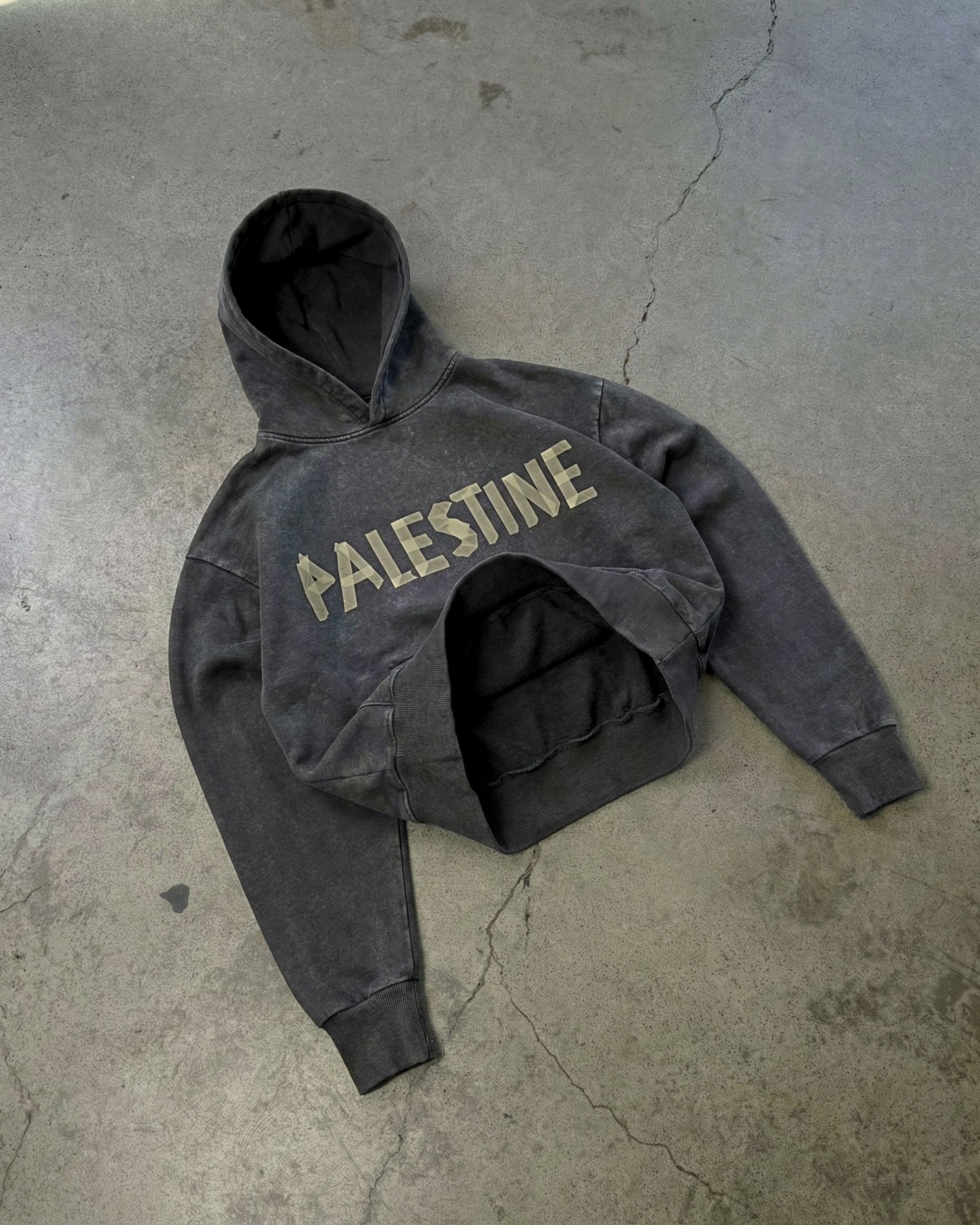 Stonewashed Resistance Oversized Hooded Sweatshirt
