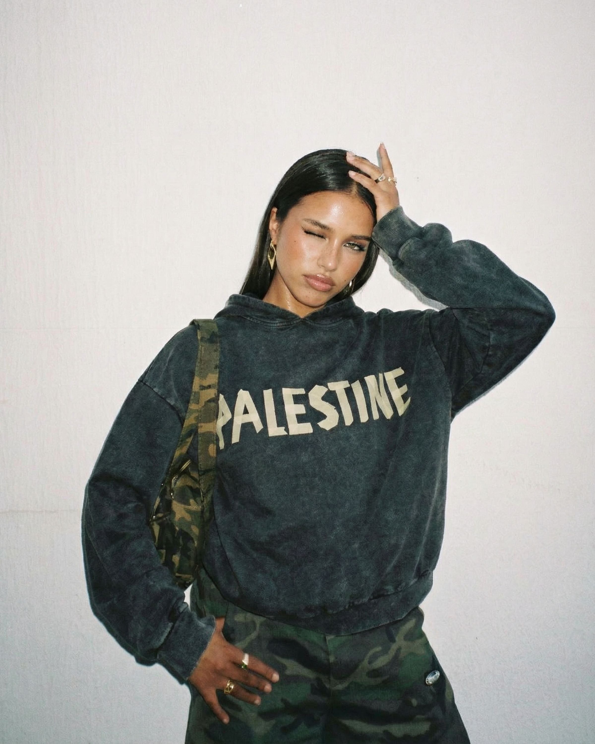 Stonewashed Resistance Oversized Hooded Sweatshirt