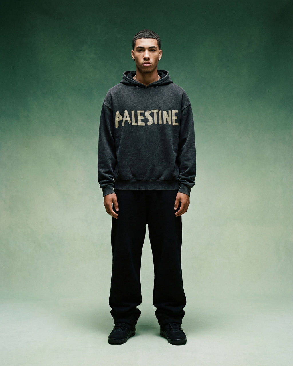 Stonewashed Resistance Oversized Hooded Sweatshirt