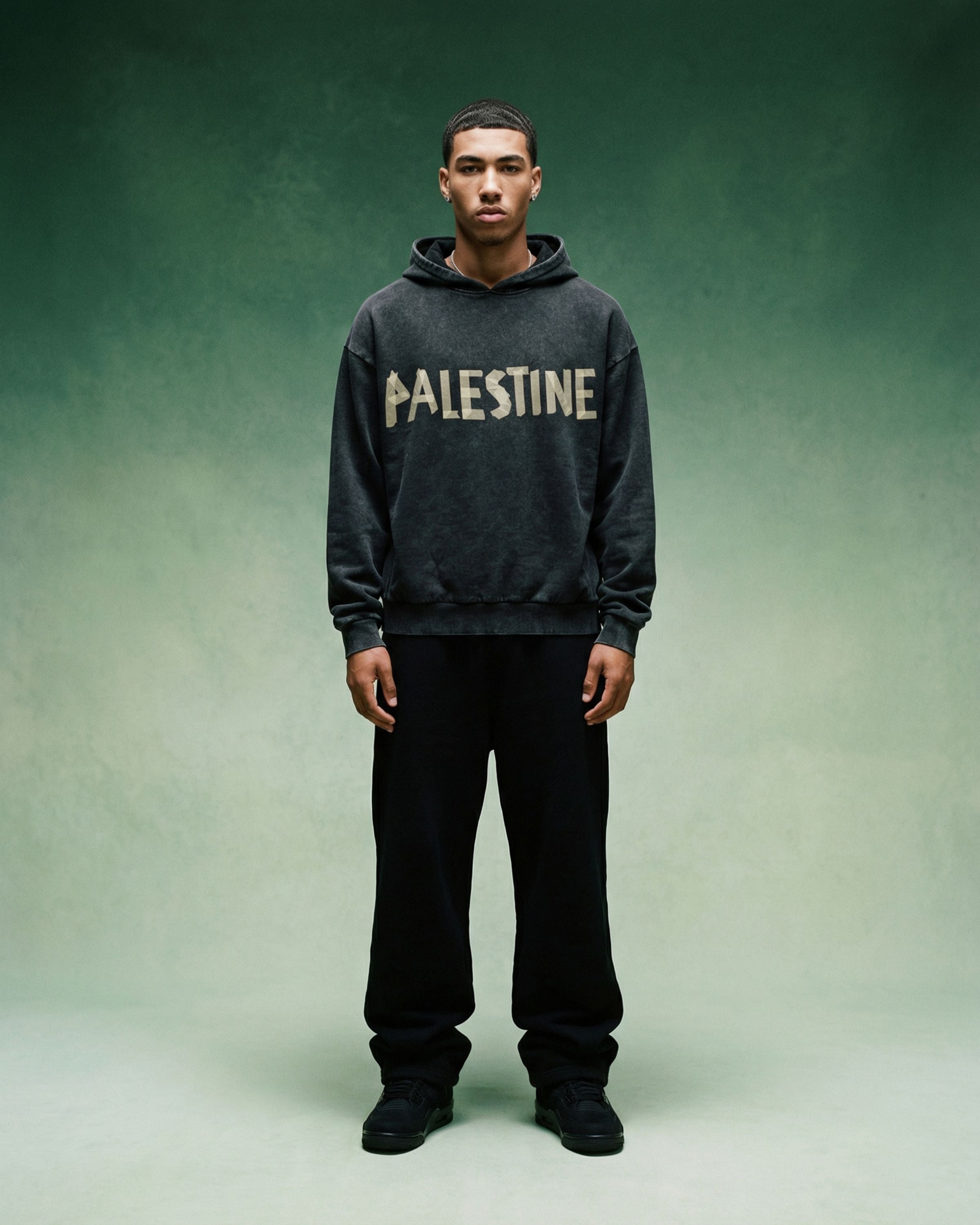 Stonewashed Resistance Oversized Hooded Sweatshirt