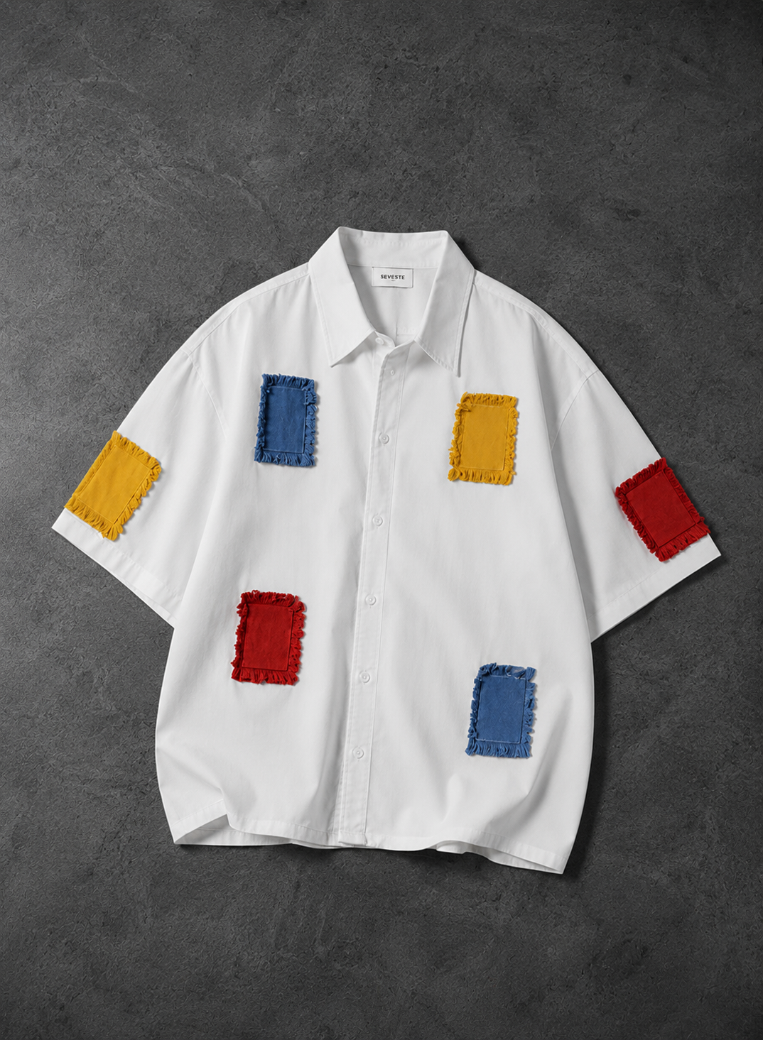 Patchwork Lapel Relaxed Fit Shirt