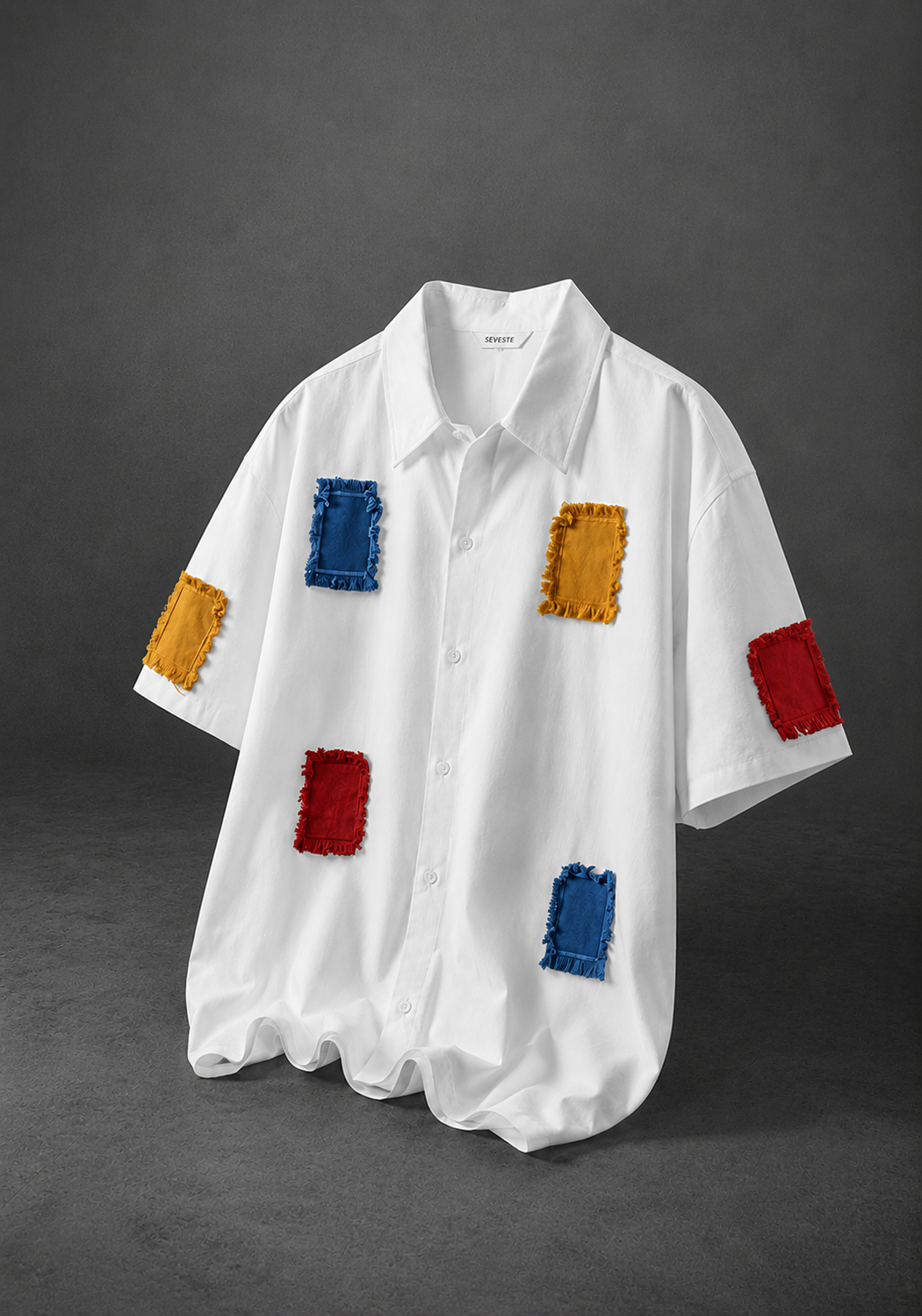 Patchwork Lapel Relaxed Fit Shirt