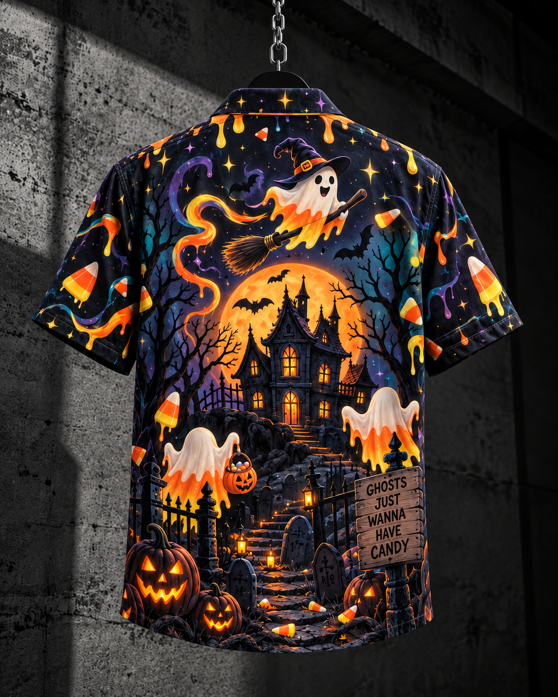 Candy Ghost – Halloween Button-Up Shirt