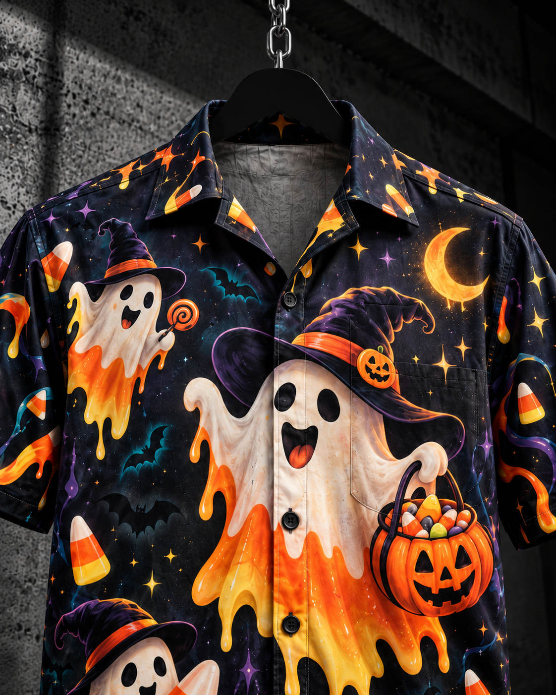 Candy Ghost – Halloween Button-Up Shirt