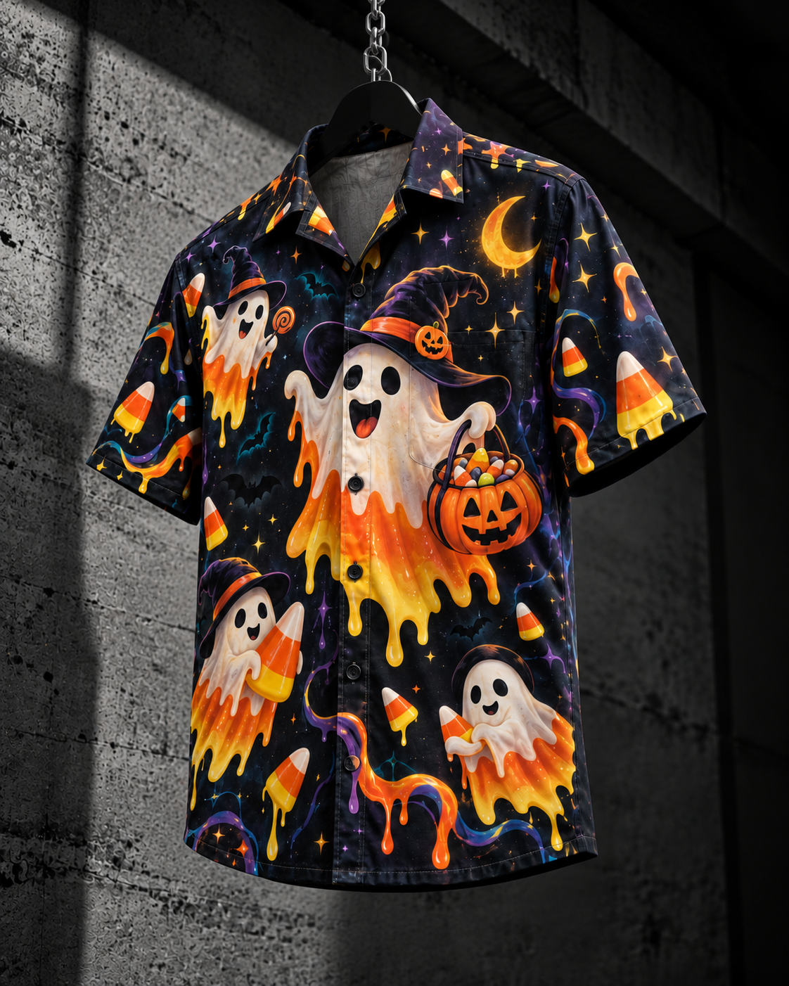 Candy Ghost – Halloween Button-Up Shirt