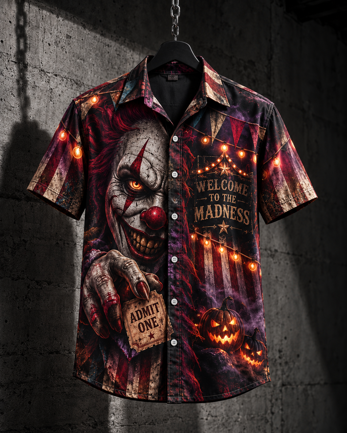 Cursed Clown – Halloween Button-Up Shirt