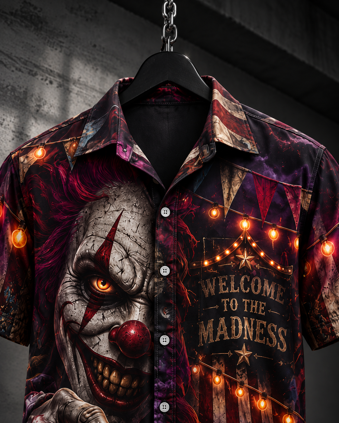 Cursed Clown – Halloween Button-Up Shirt
