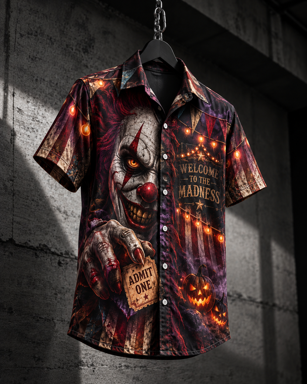 Cursed Clown – Halloween Button-Up Shirt
