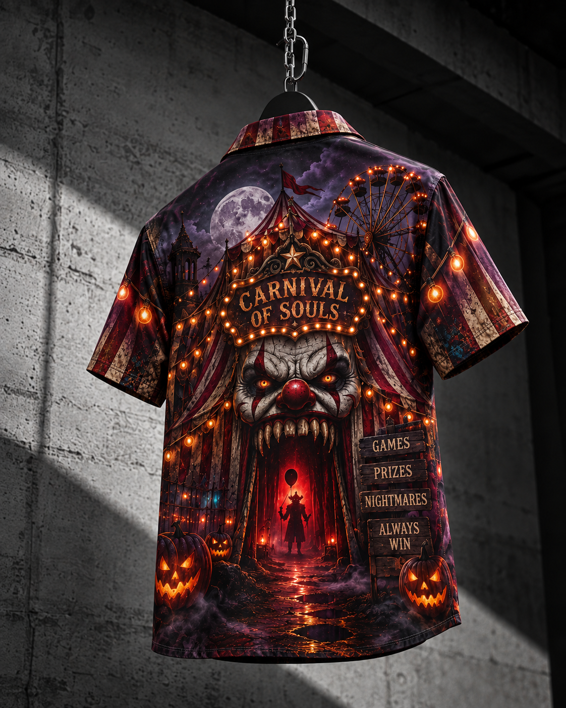 Cursed Clown – Halloween Button-Up Shirt