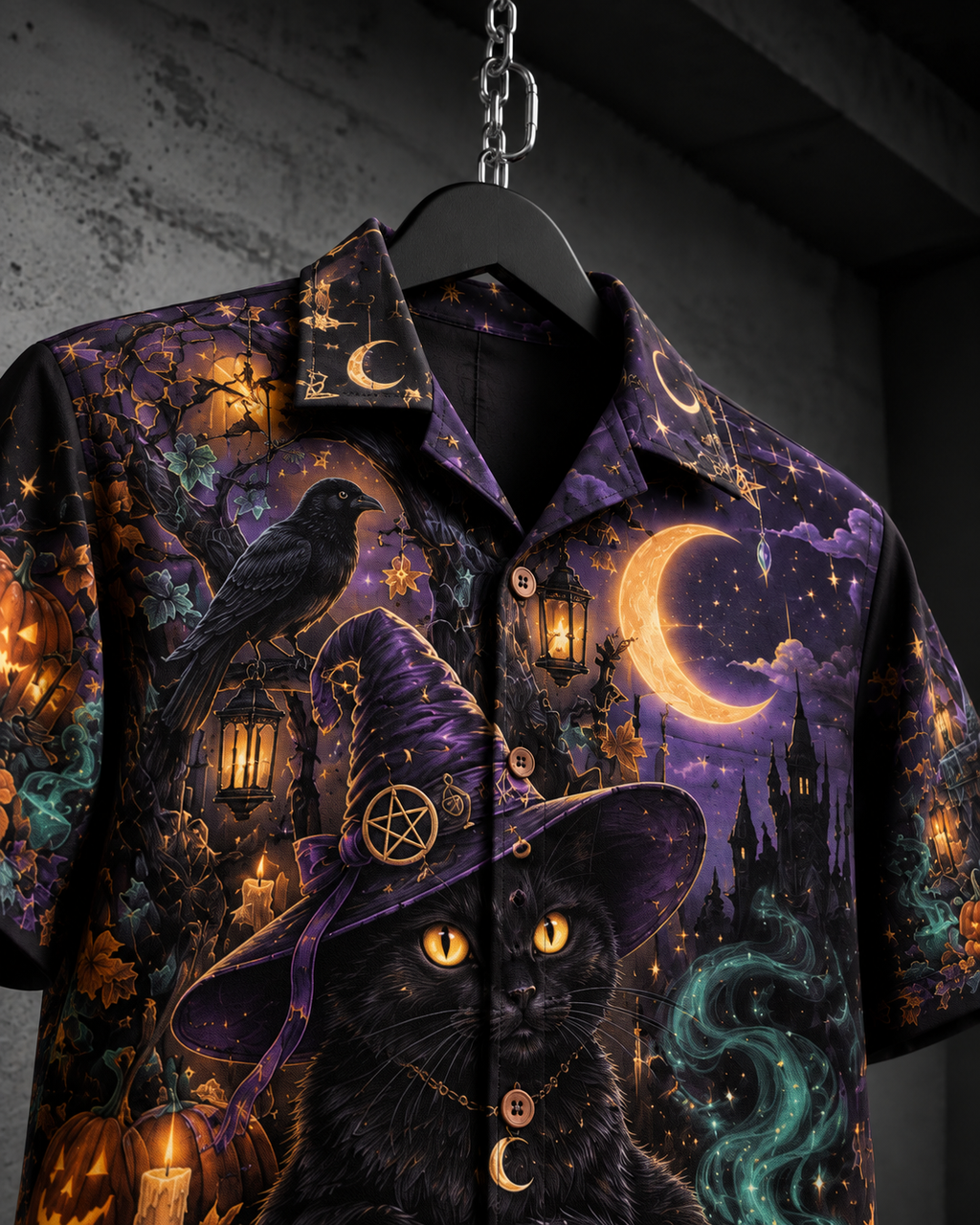 Witching Cat – Halloween Button-Up Shirt