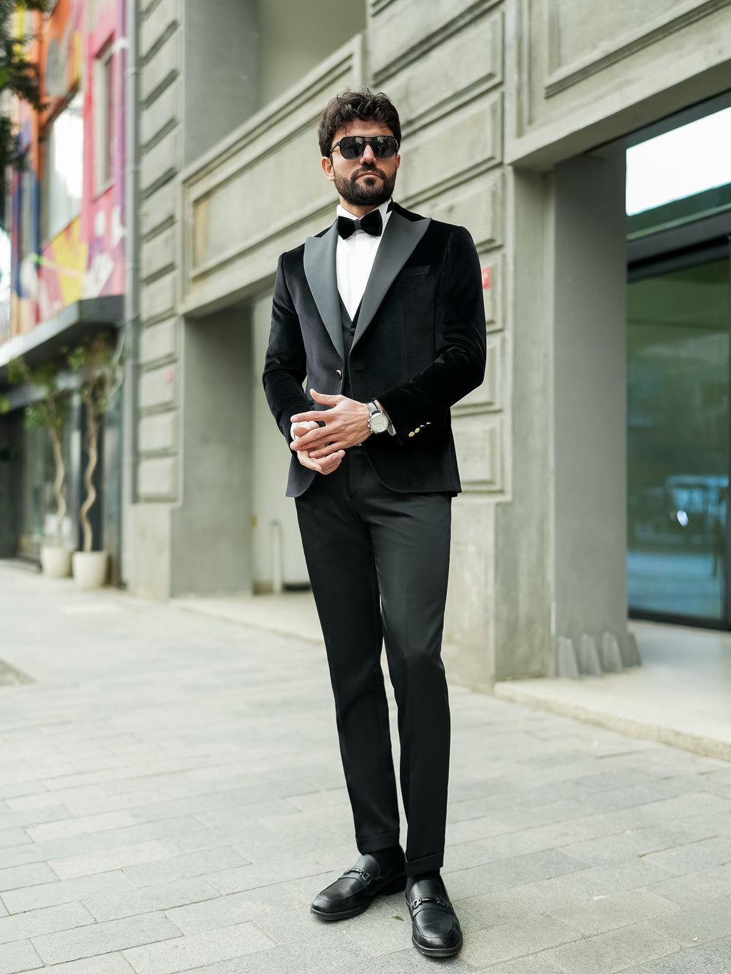Black Velvet Slim-Fit Tuxedo 3-Piece