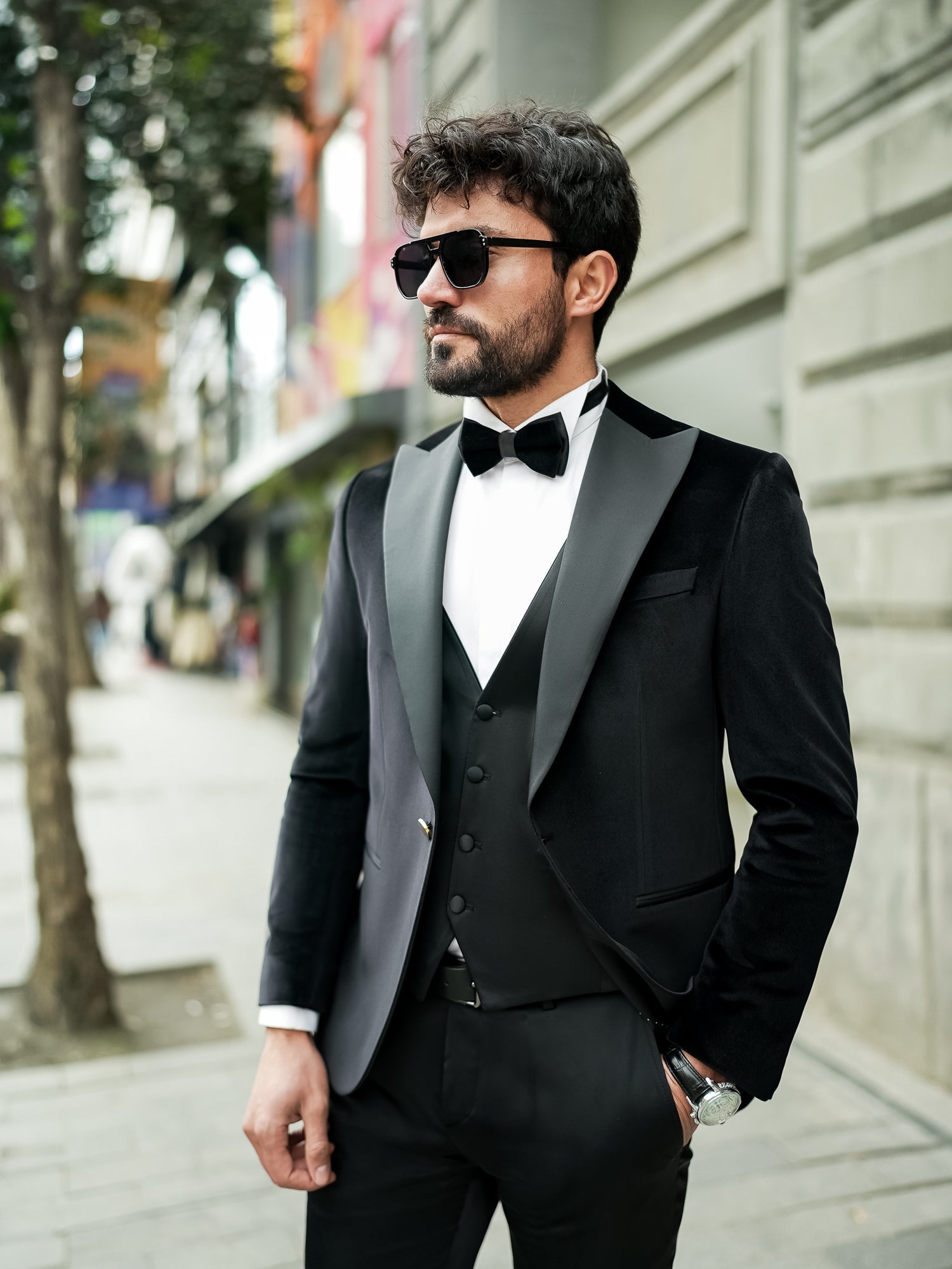 Black Velvet Slim-Fit Tuxedo 3-Piece