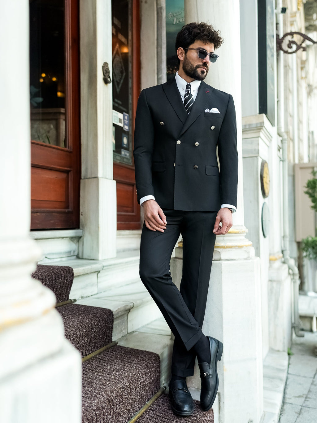 Black Double Breasted Suit 2-Piece