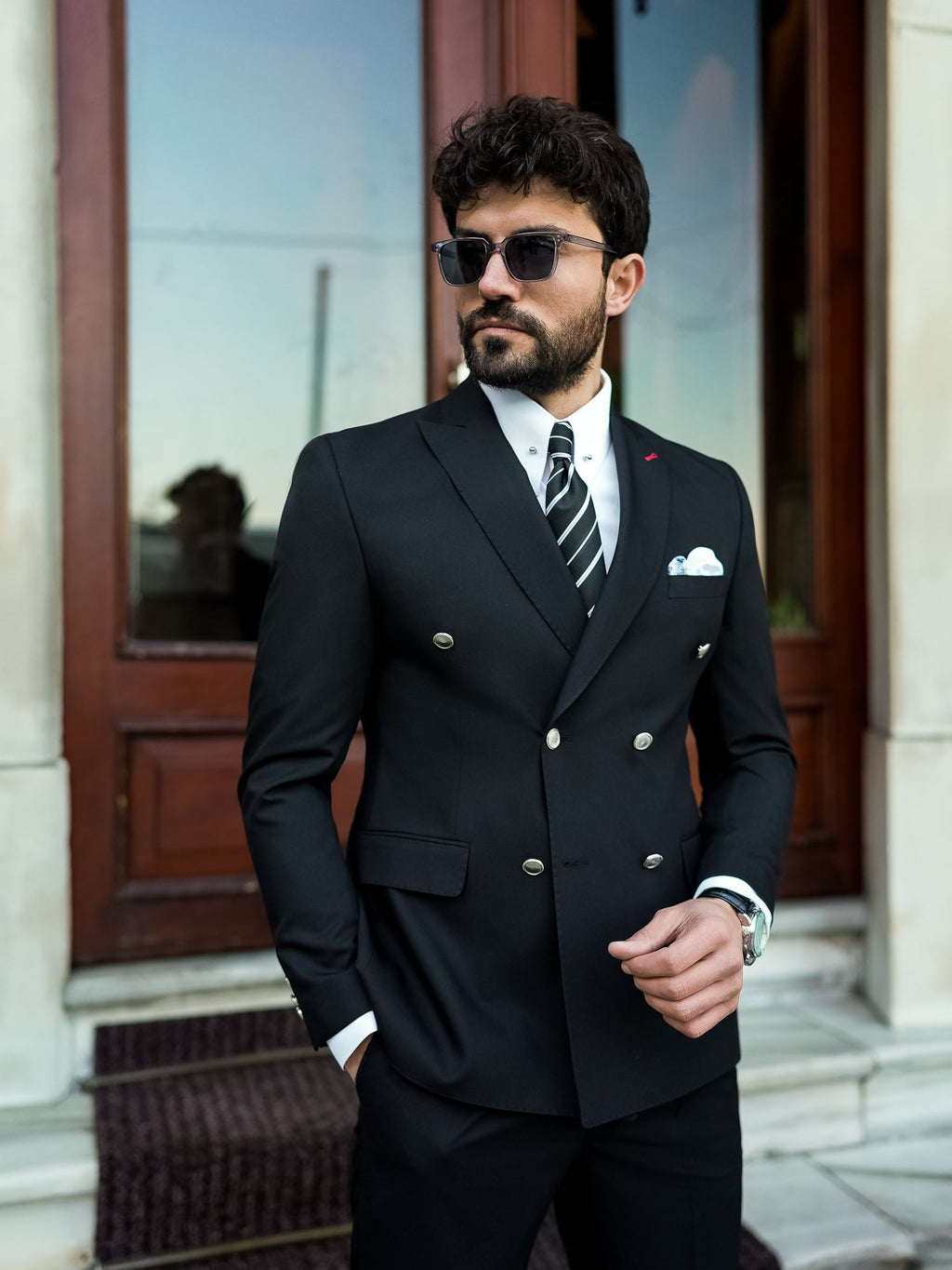 Black Double Breasted Suit 2-Piece