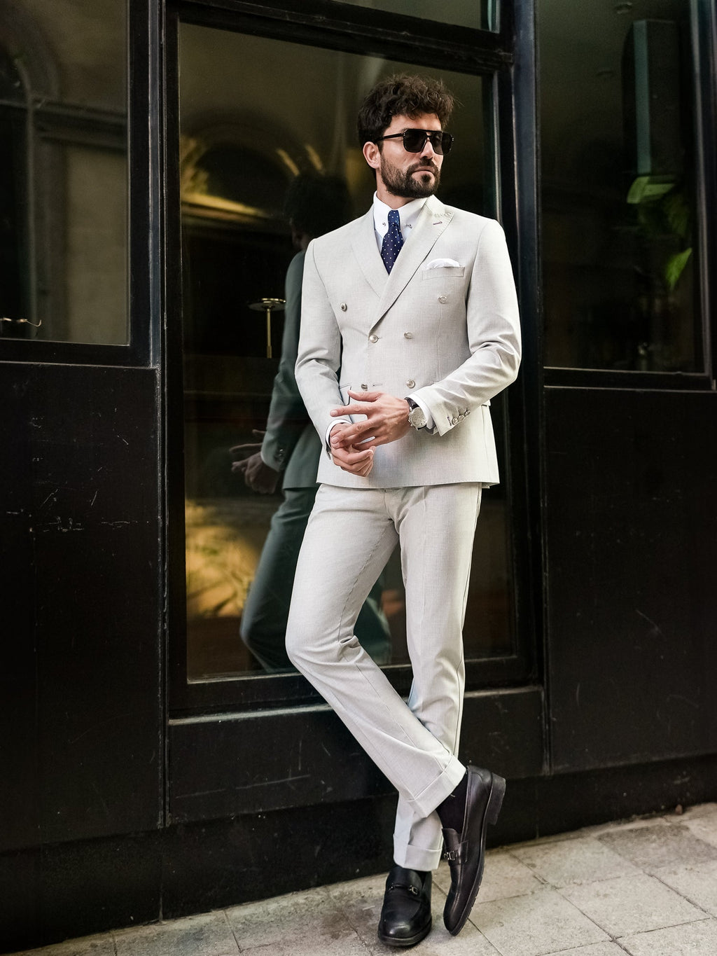 Grey Double Breasted Suit 2-Piece