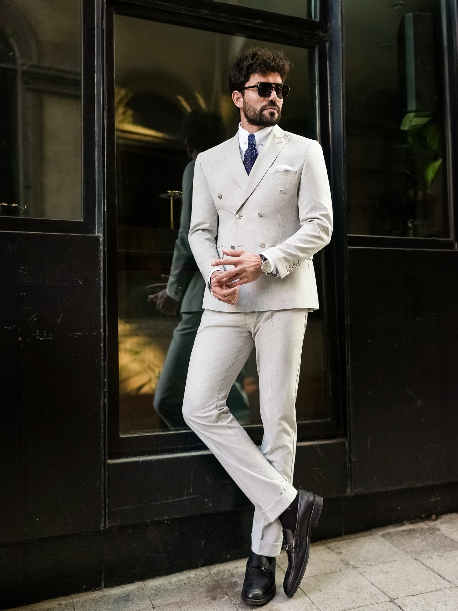 Grey Double Breasted Suit 2-Piece