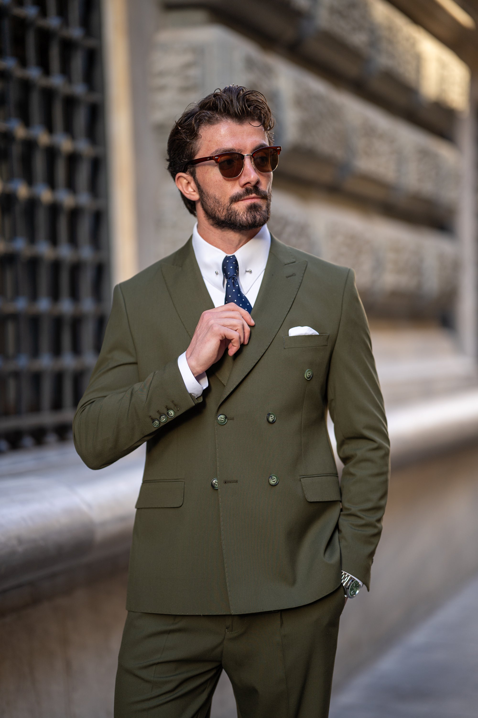 Khaki Double Breasted Suit 2-Piece