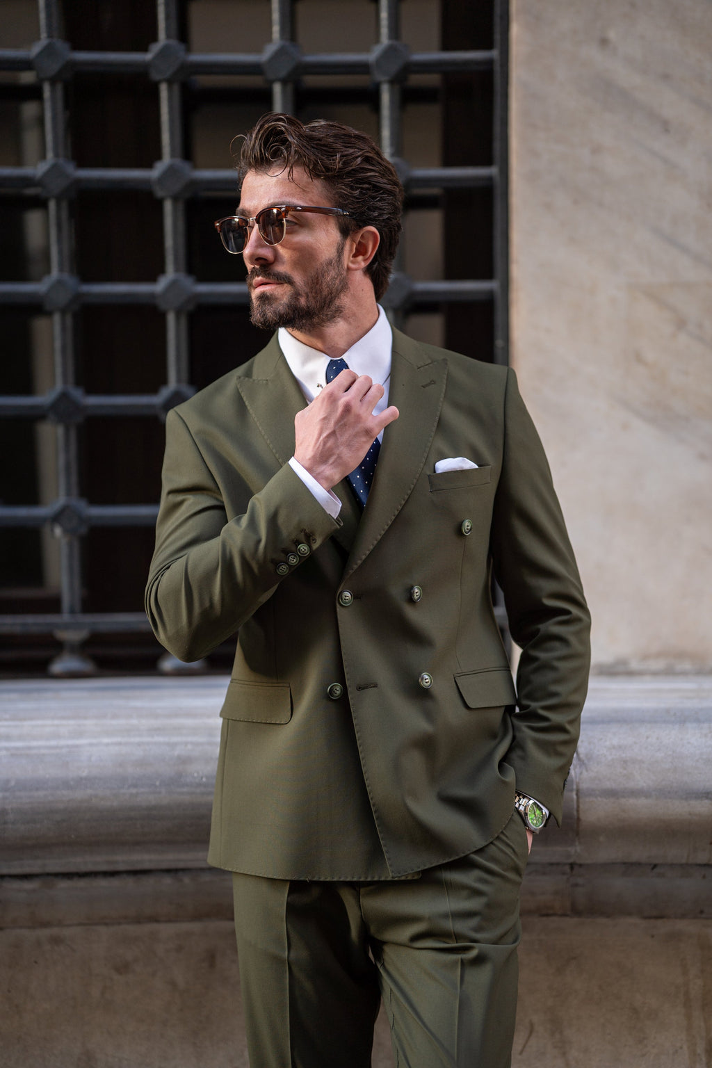 Khaki Double Breasted Suit 2-Piece