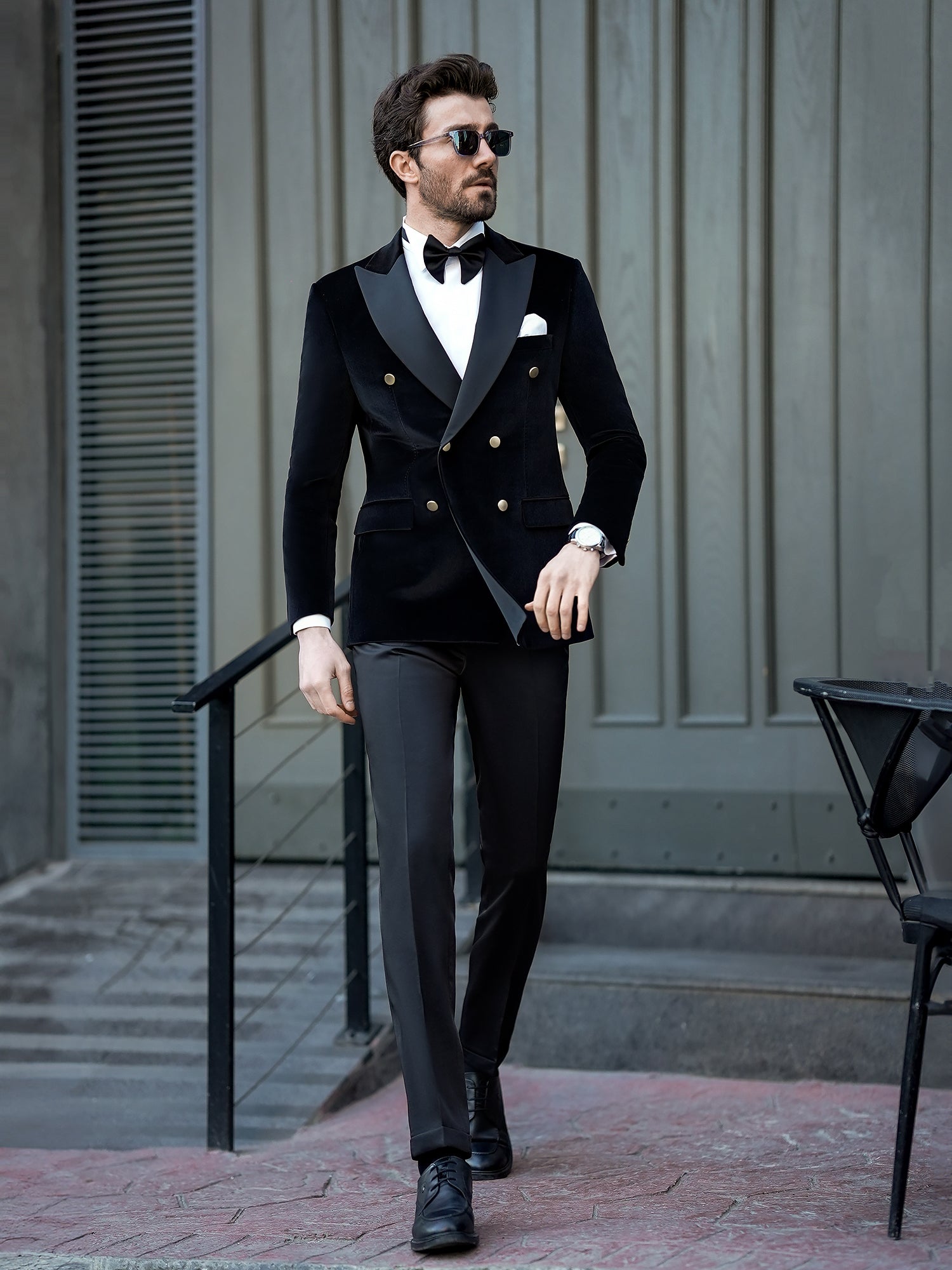 Black Velvet Double Breasted Tuxedo 2-Piece