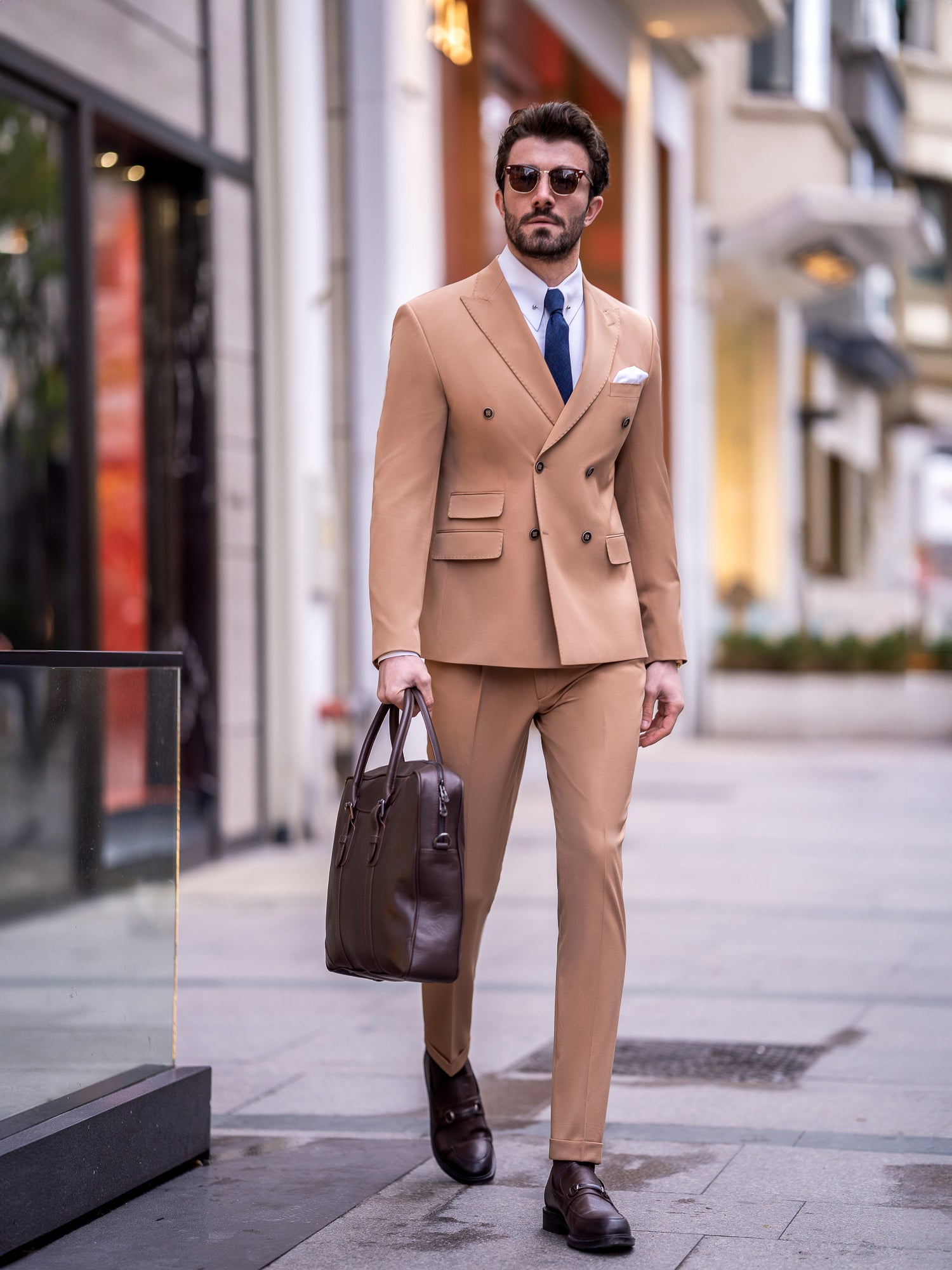 Camel Double Breasted Suit 2-Piece