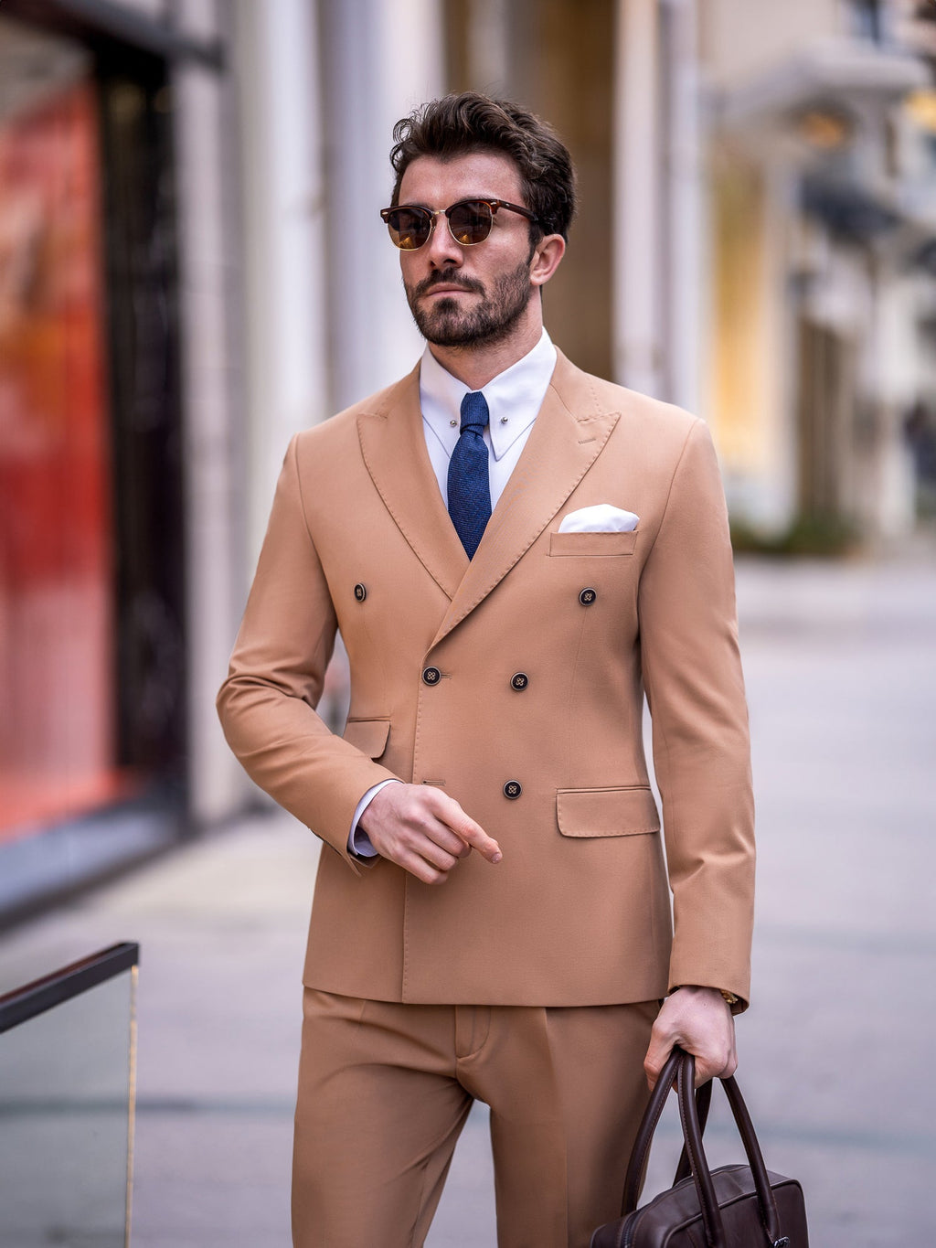 Camel Double Breasted Suit 2-Piece