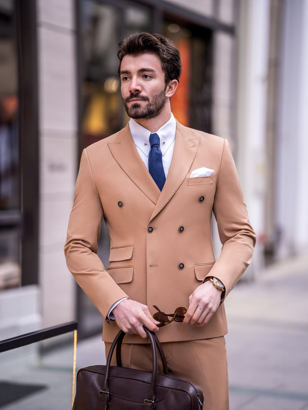 Camel Double Breasted Suit 2-Piece
