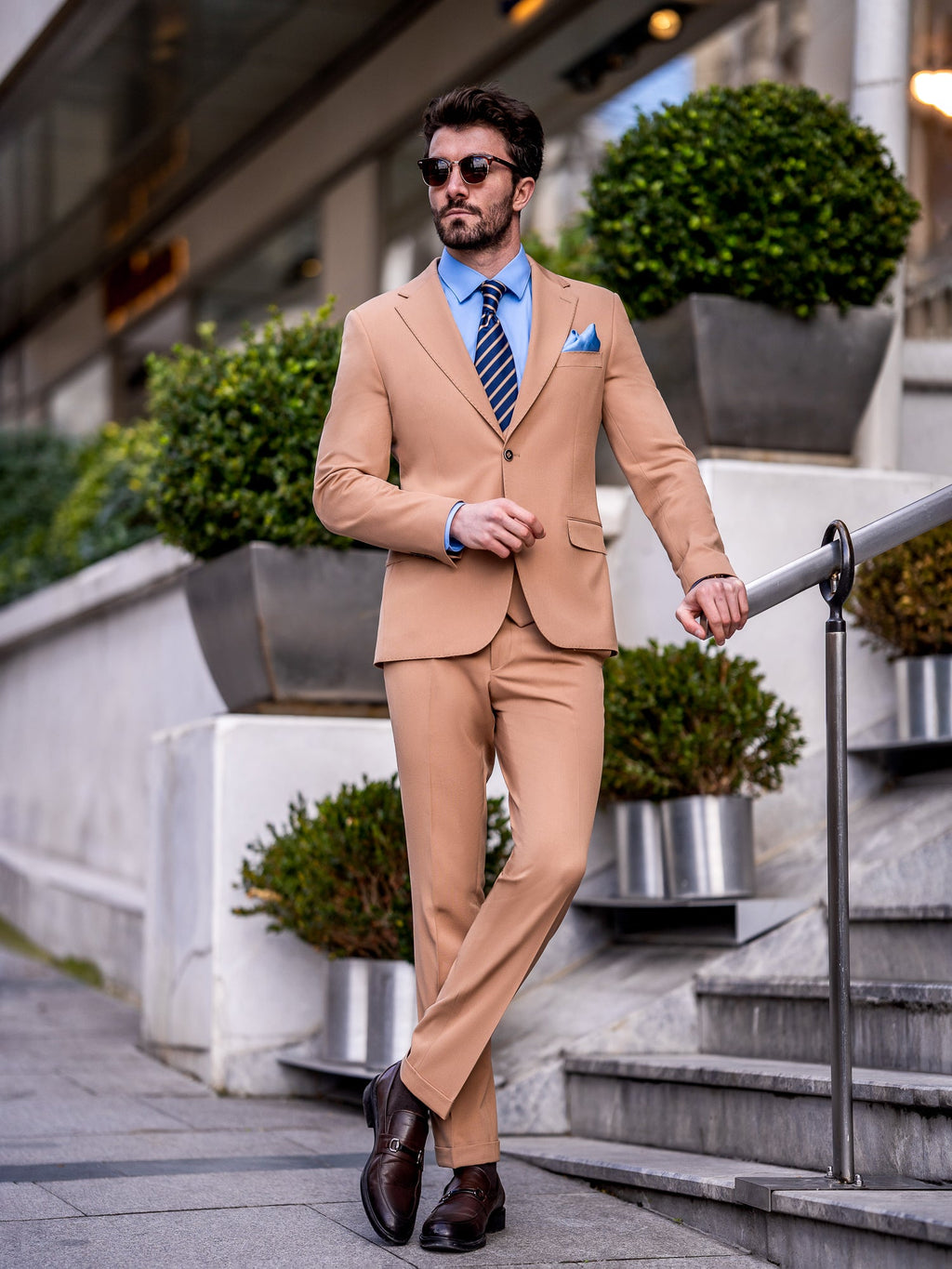 Camel Slim-Fit Suit 3-Piece