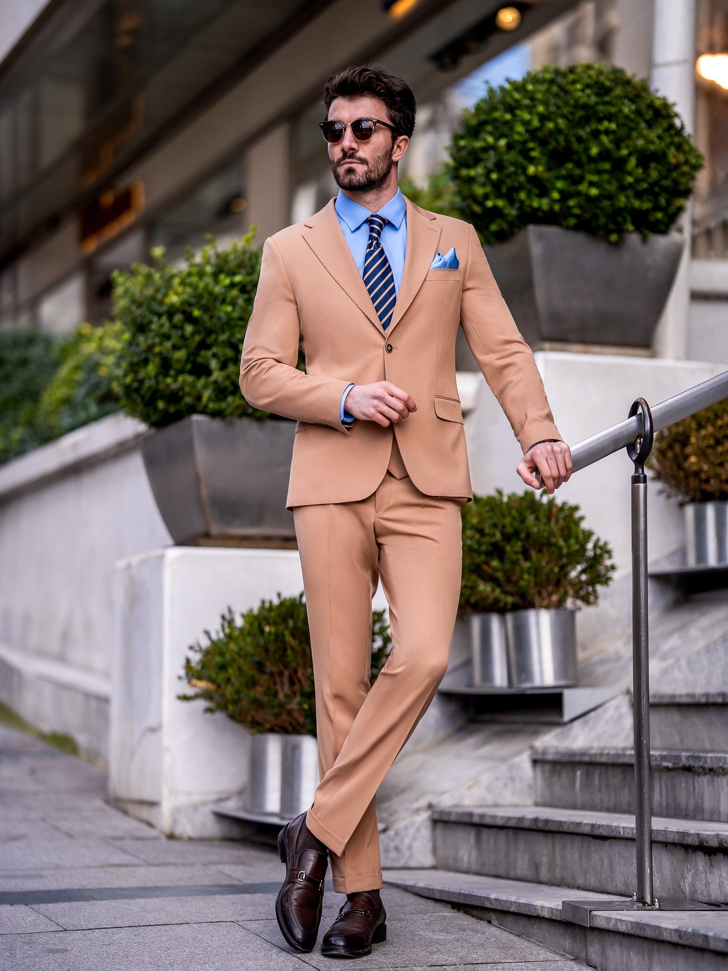 Camel Slim-Fit Suit 3-Piece