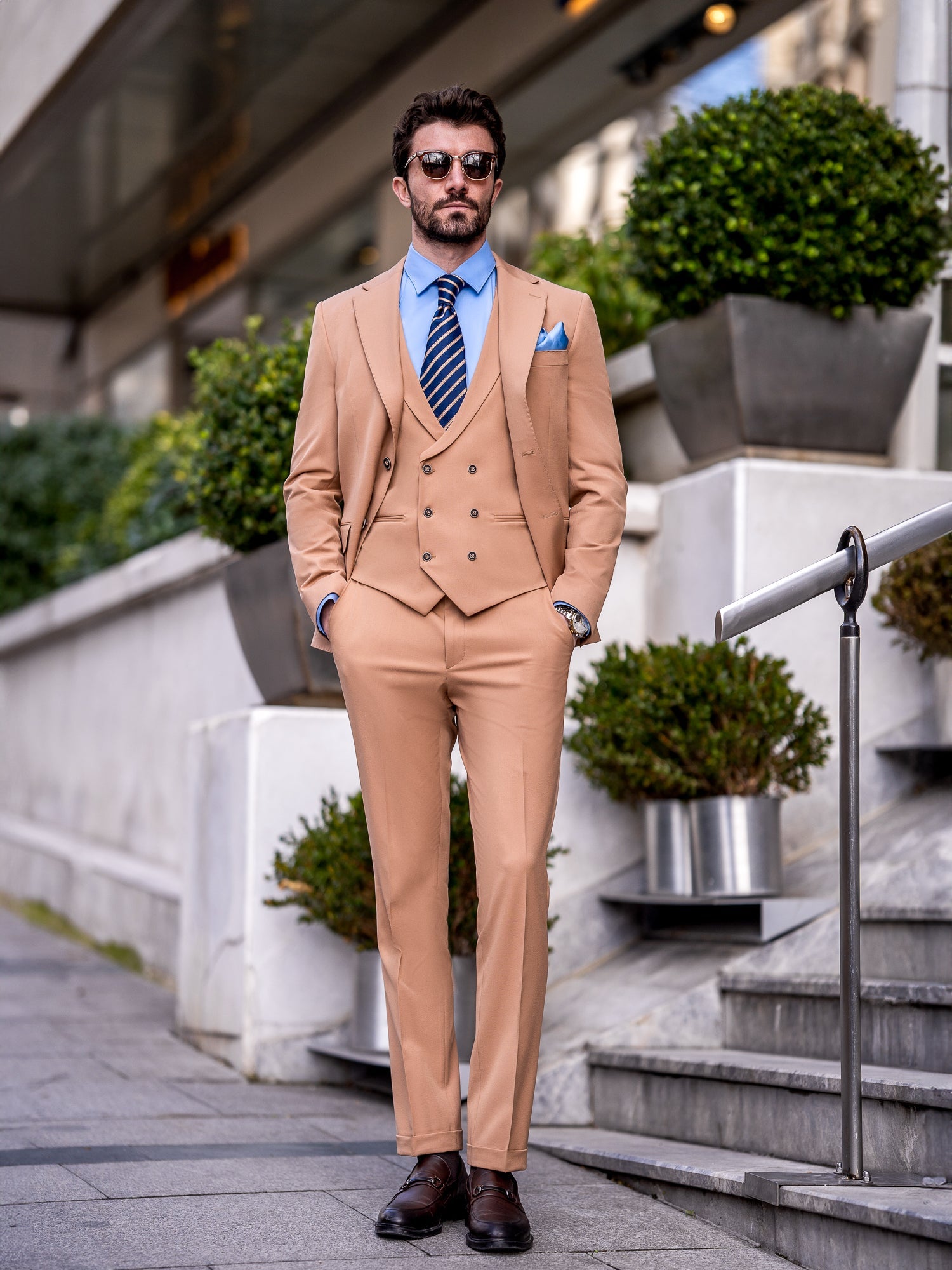 Camel Slim-Fit Suit 3-Piece