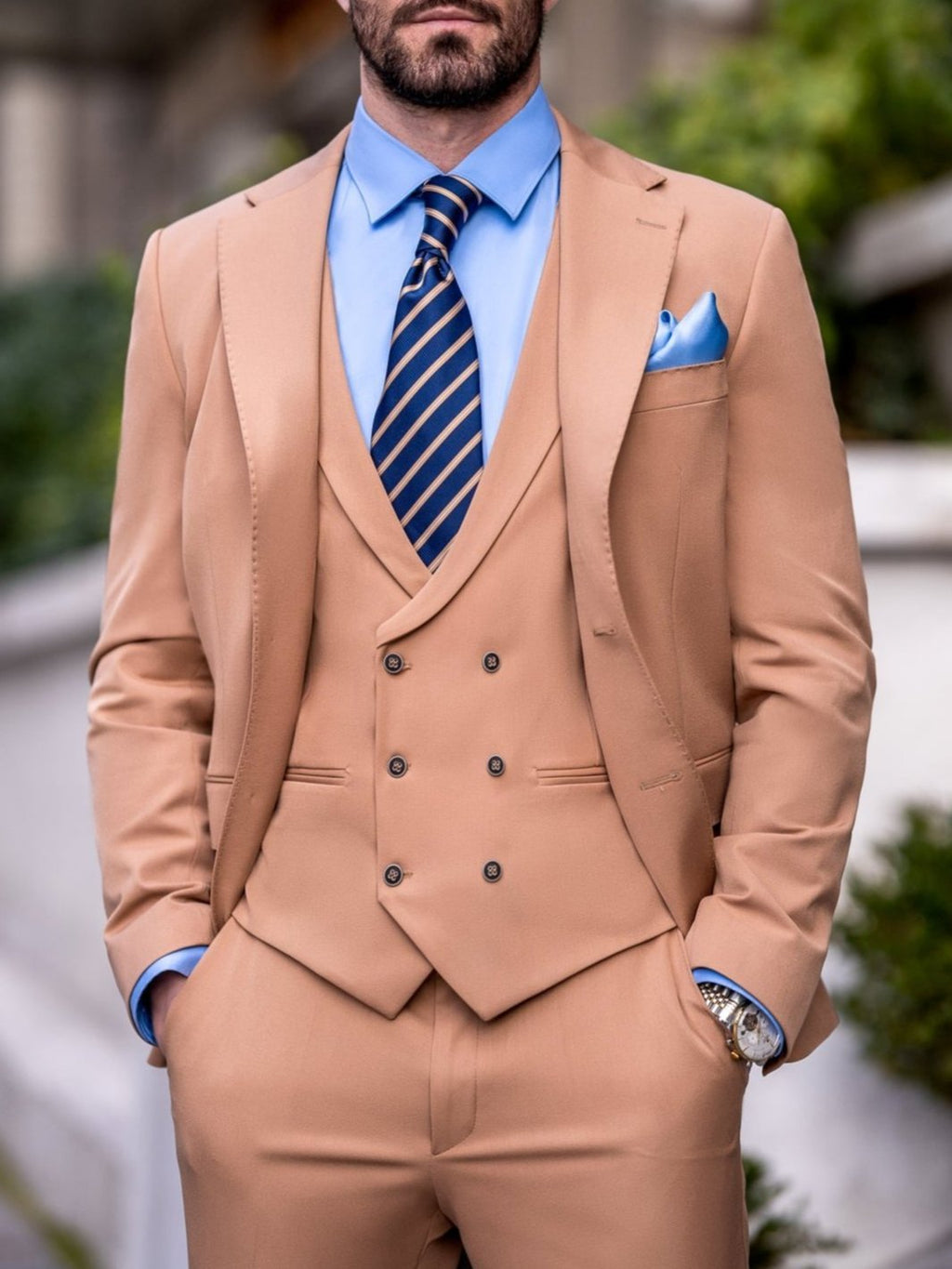Camel Slim-Fit Suit 3-Piece