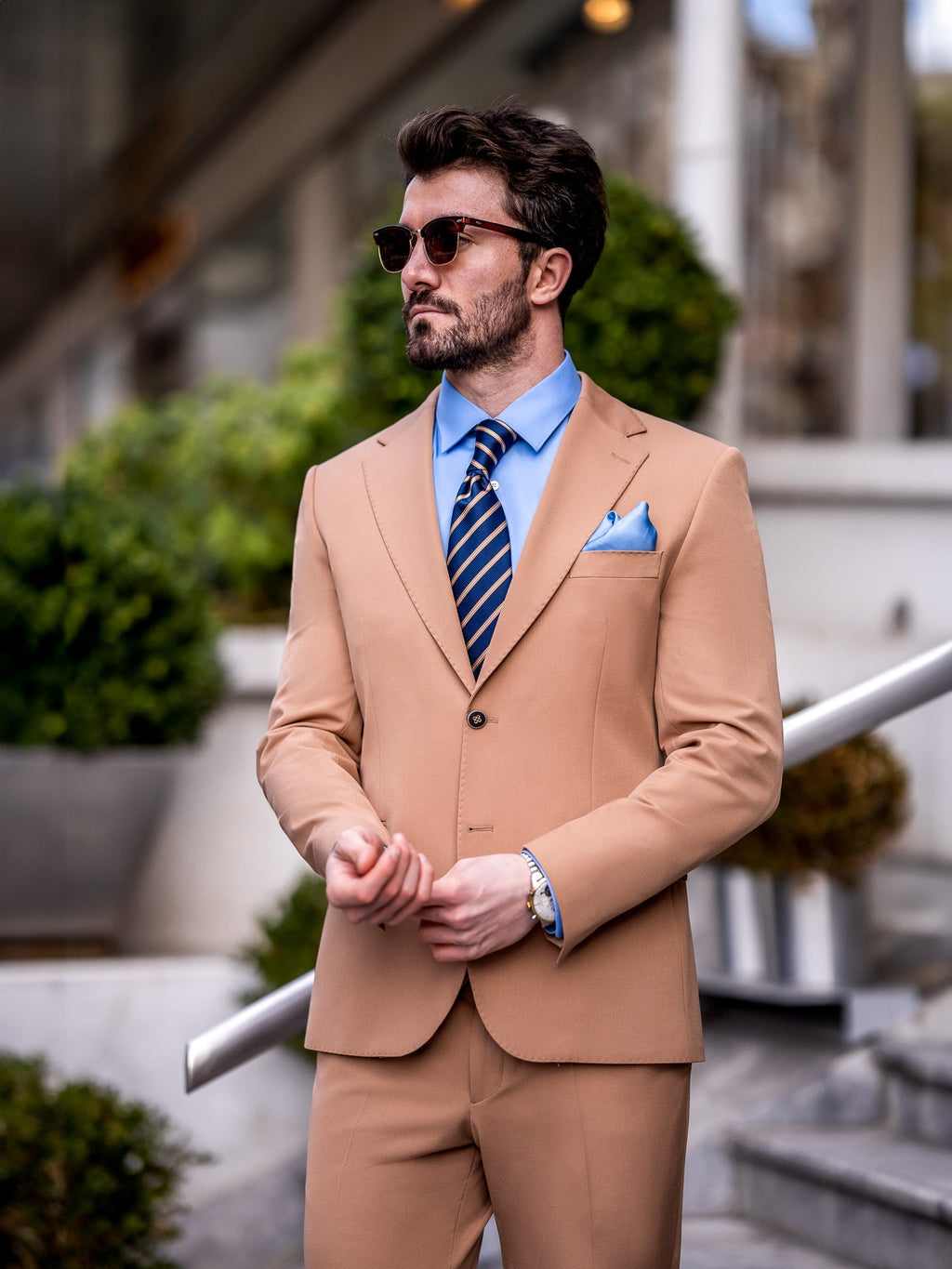Camel Slim-Fit Suit 3-Piece
