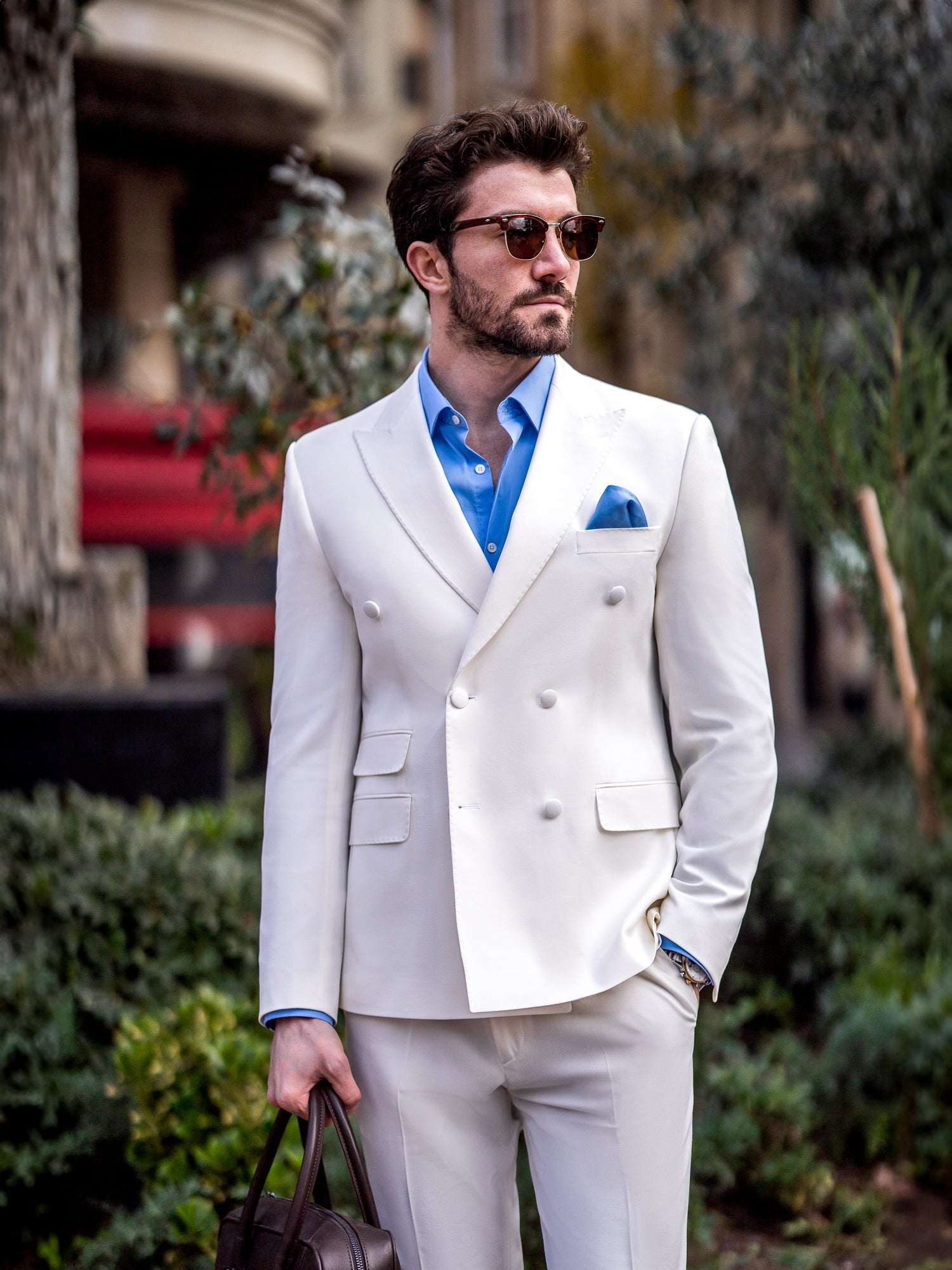 White Double Breasted Suit 2-Piece