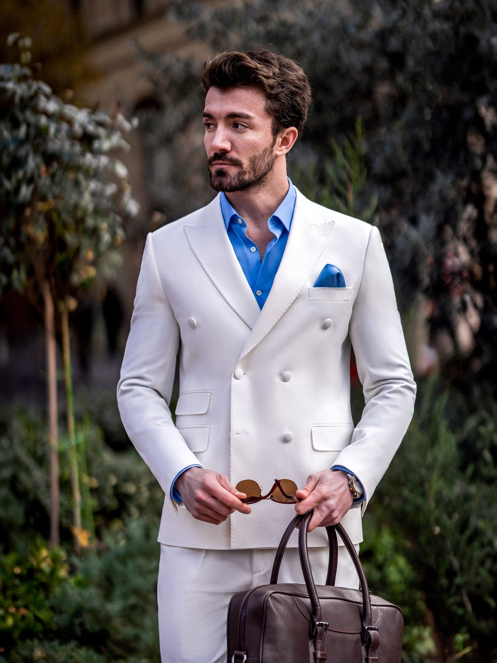 White Double Breasted Suit 2-Piece