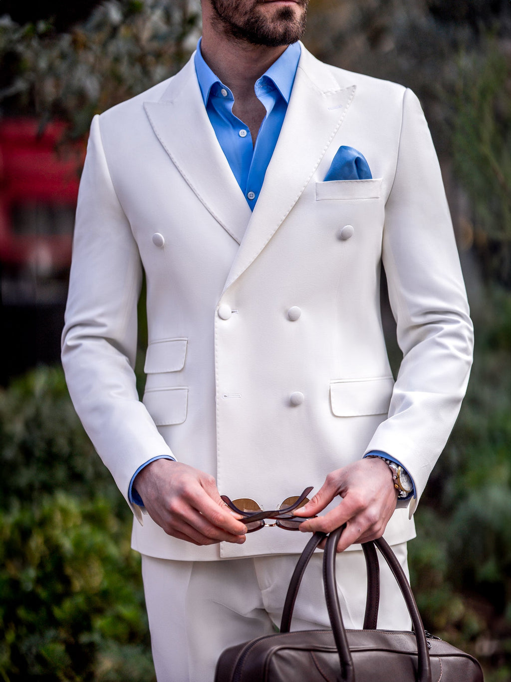 White Double Breasted Suit 2-Piece