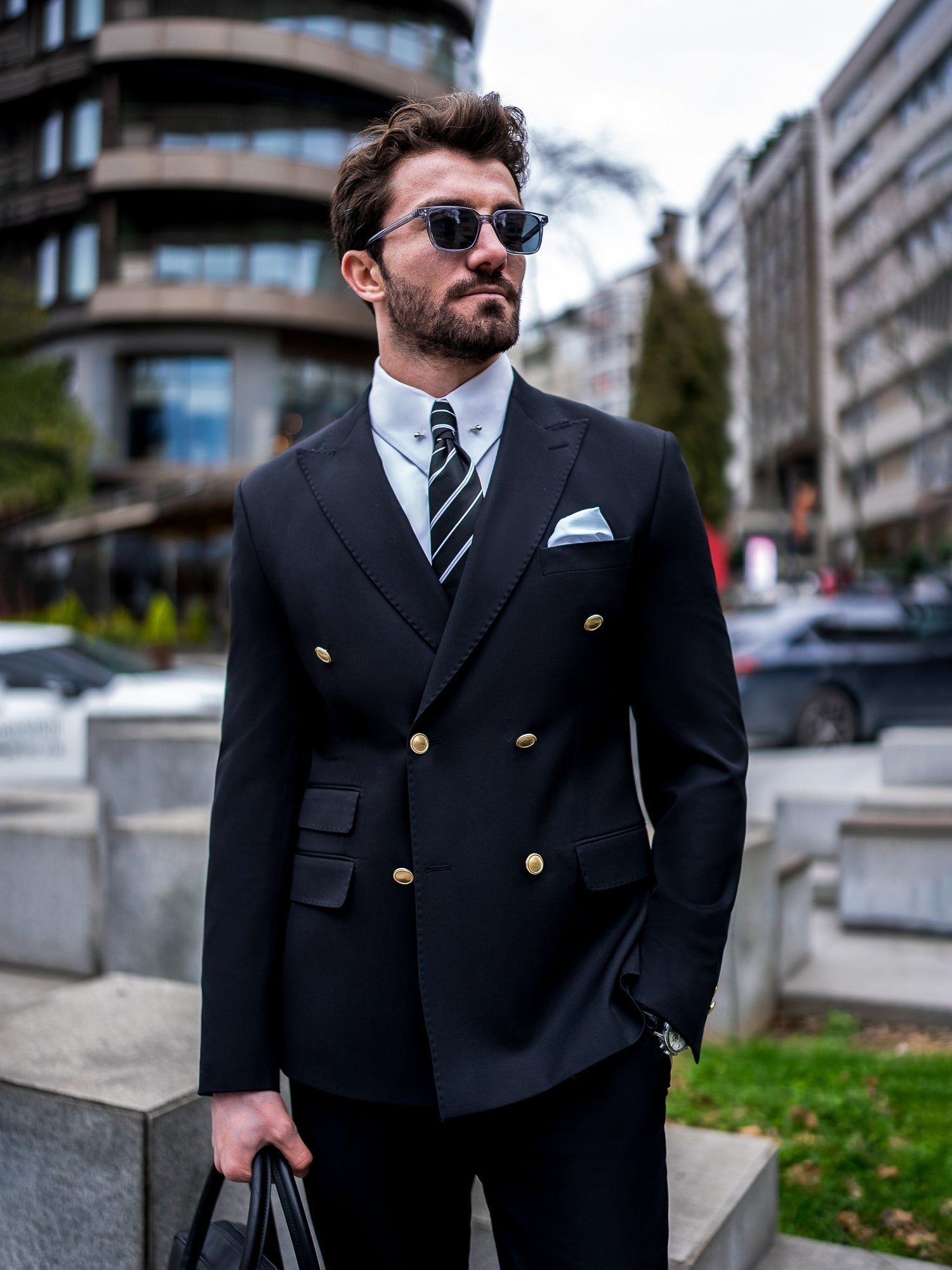 Black Double Breasted Suit 2-Piece