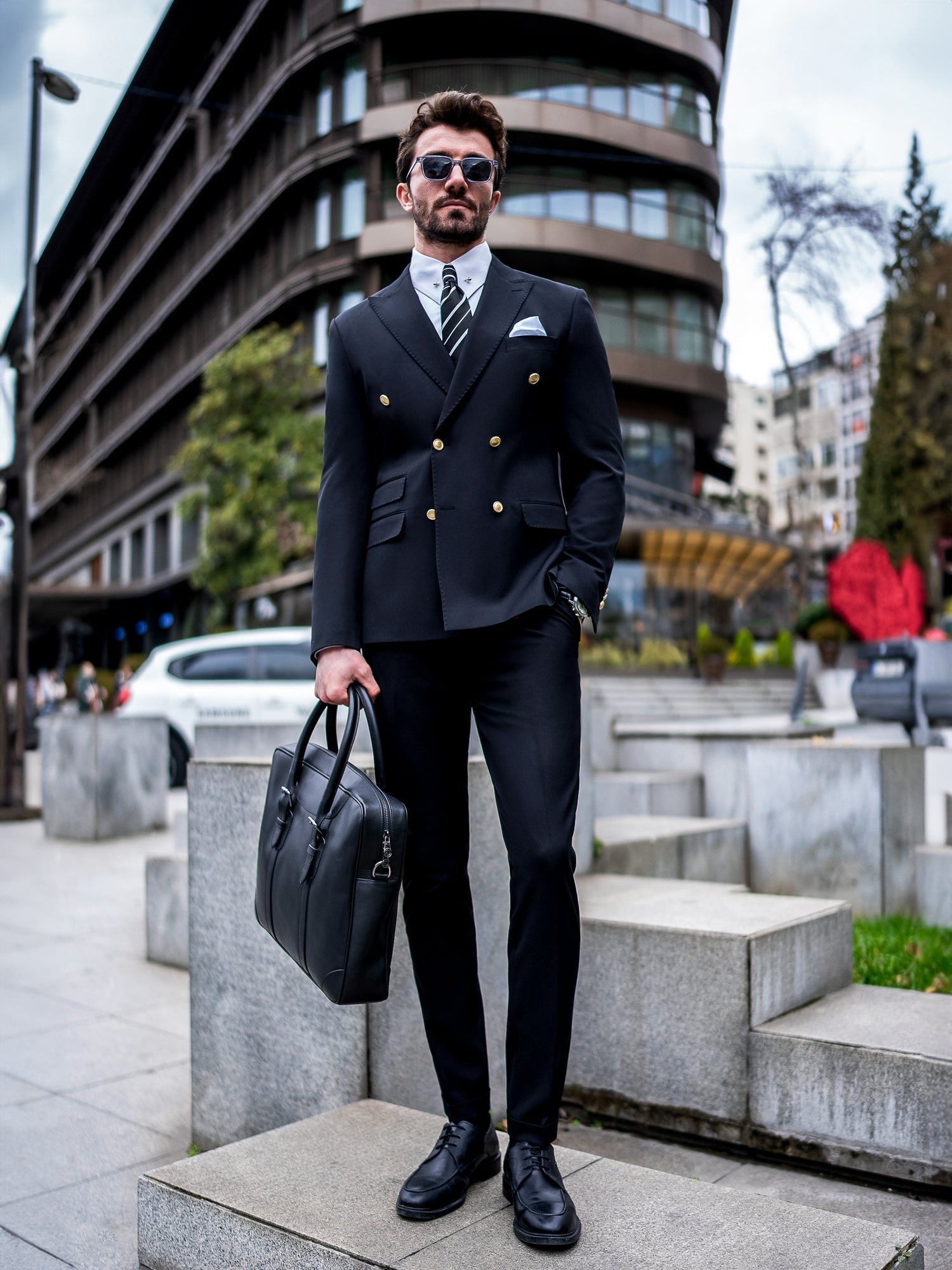 Black Double Breasted Suit 2-Piece
