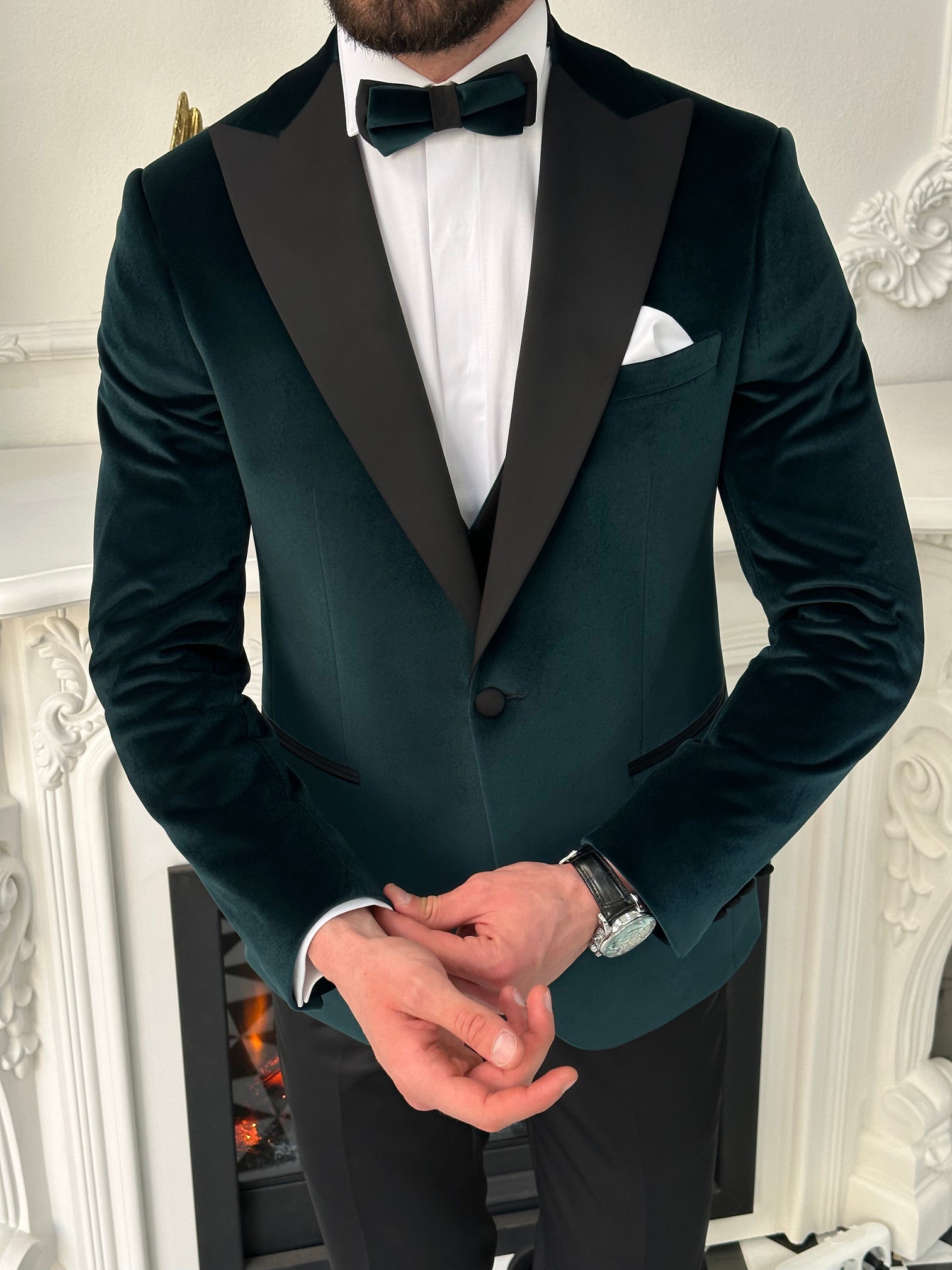 Emerald Velvet Slim-Fit Tuxedo 3-Piece