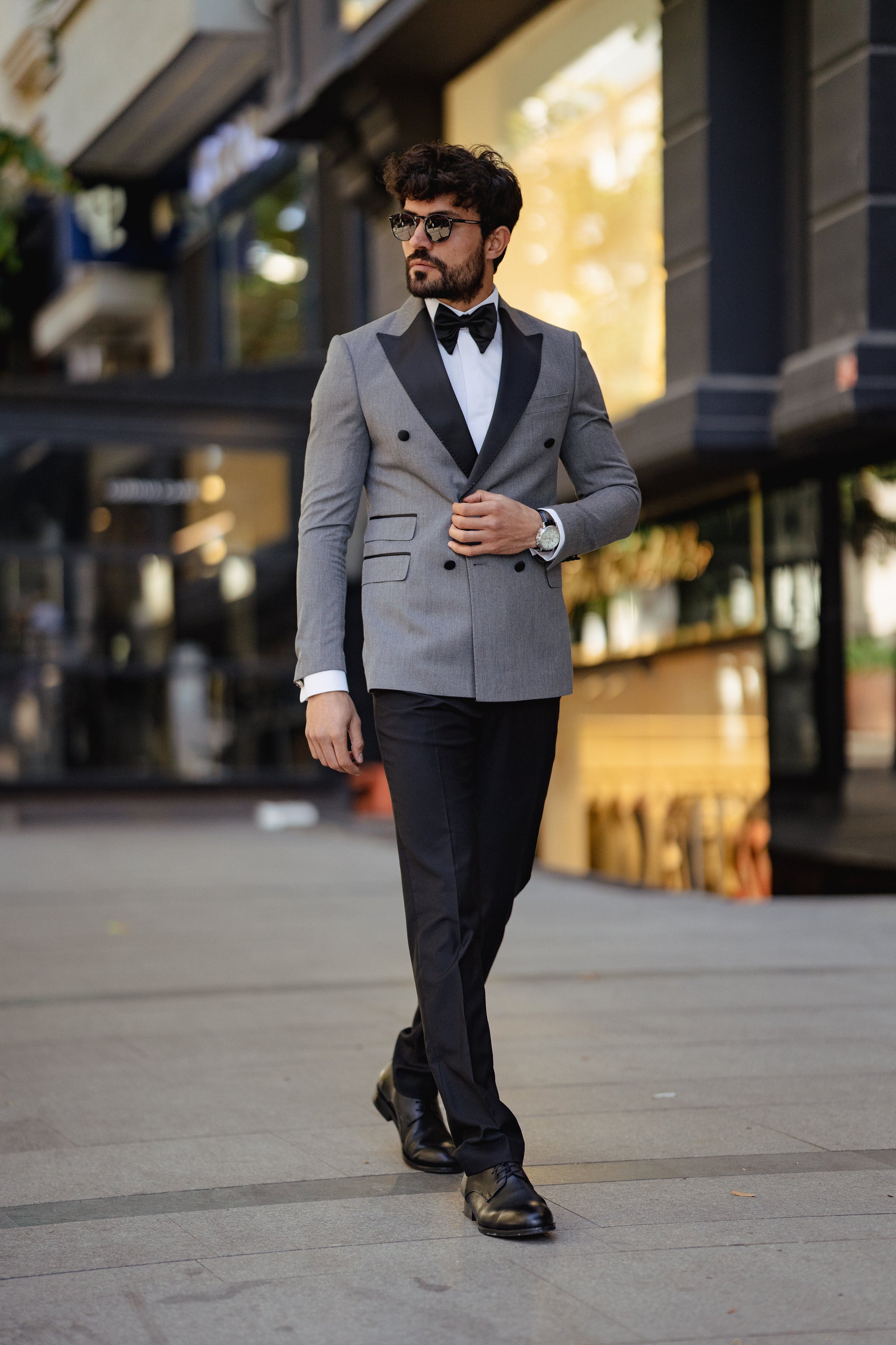Grey Double Breasted Tuxedo 2-Piece
