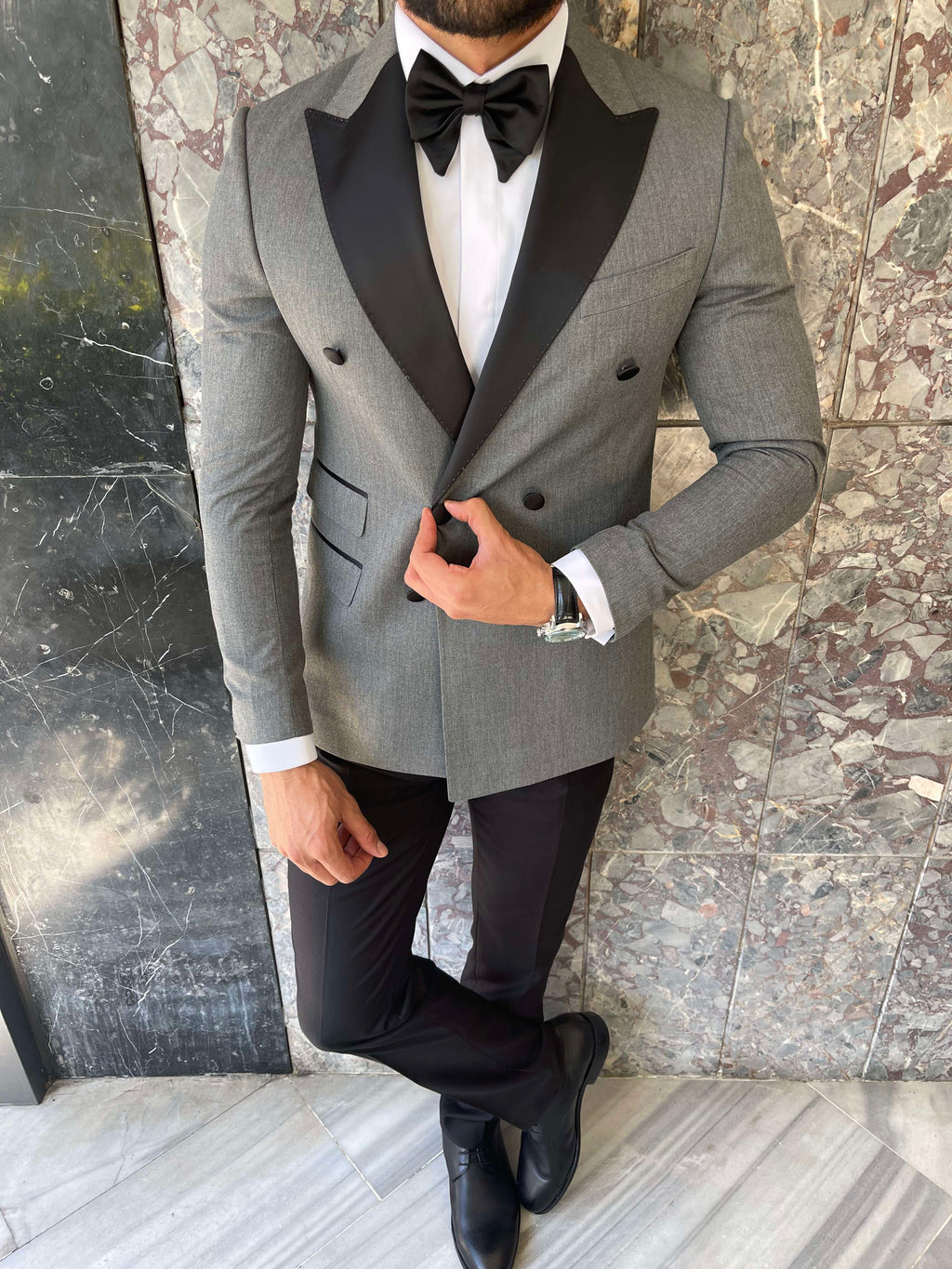 Grey Double Breasted Tuxedo 2-Piece