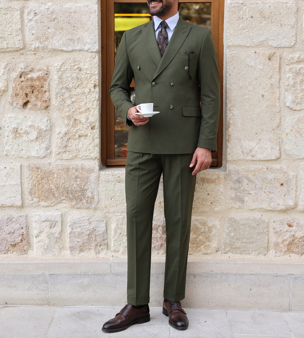 Khaki Double Breasted Suit 2-Piece