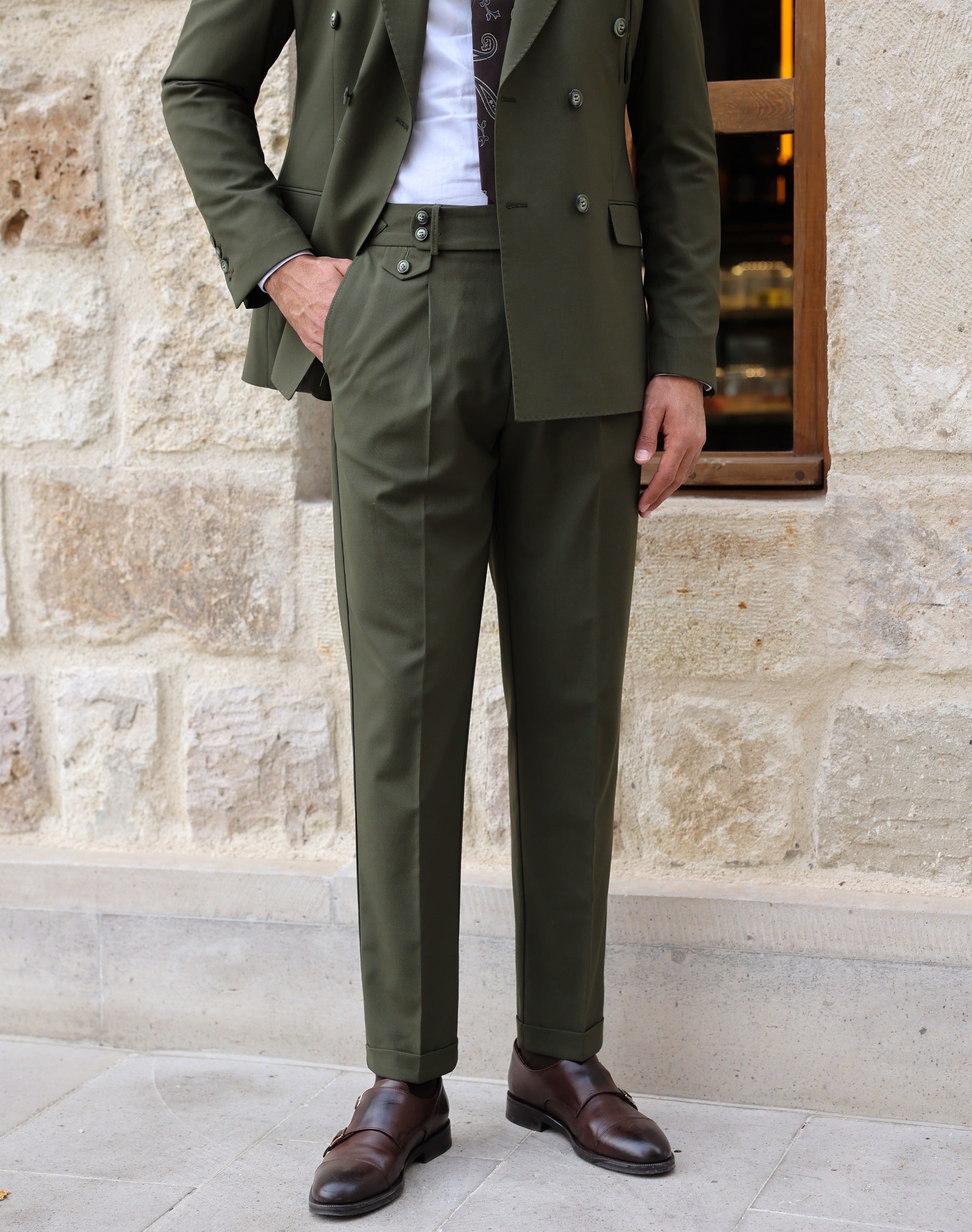 Khaki Double Breasted Suit 2-Piece