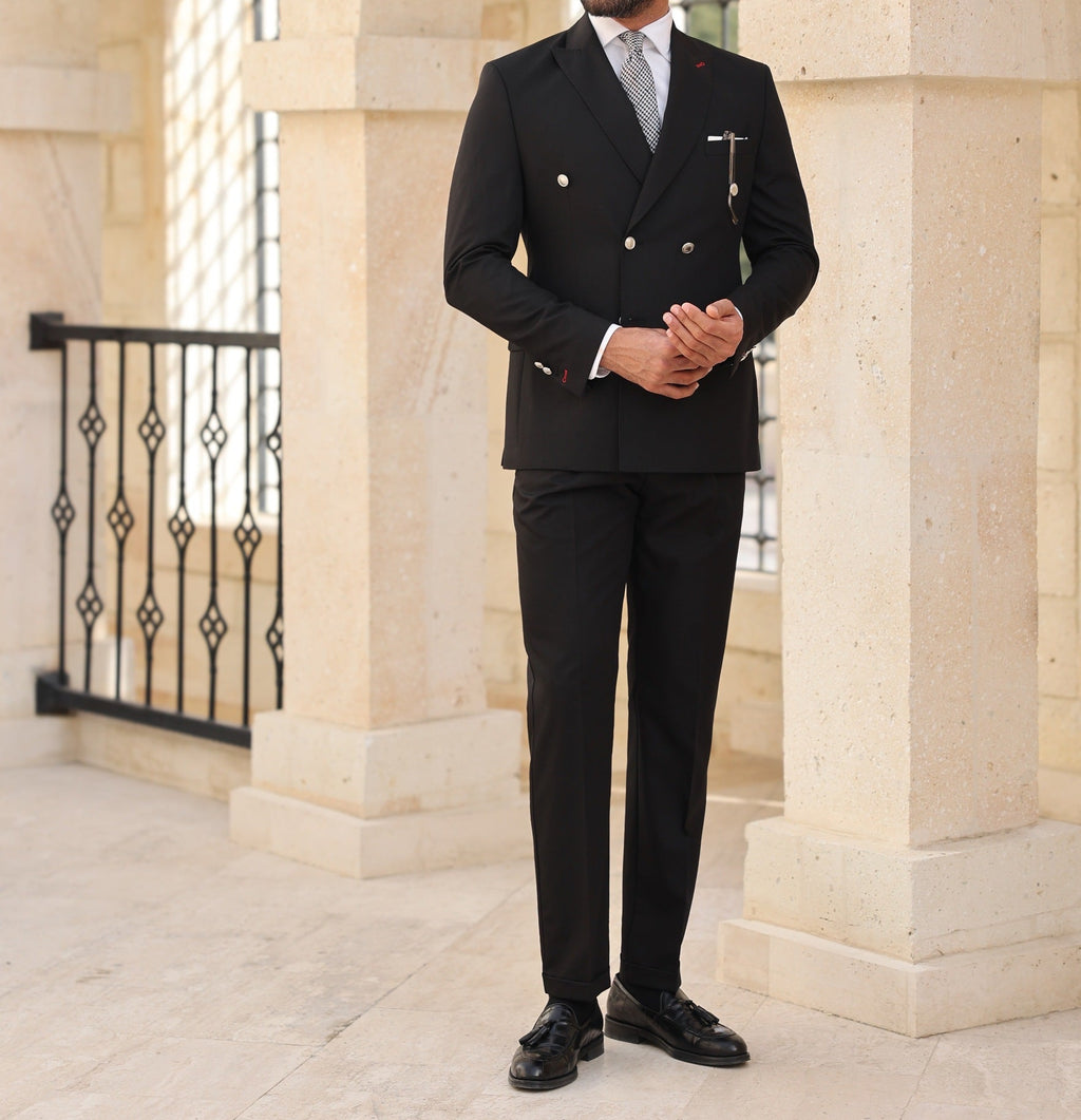 Black Double Breasted Suit 2-Piece
