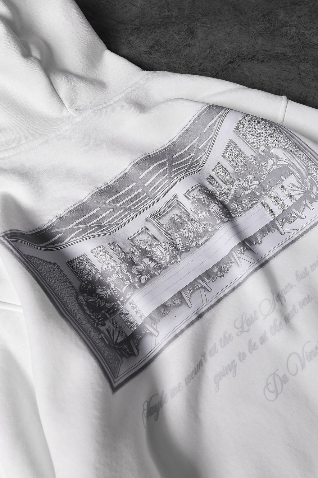 Printed Da Vinci Oversized Hooded Sweatshirt